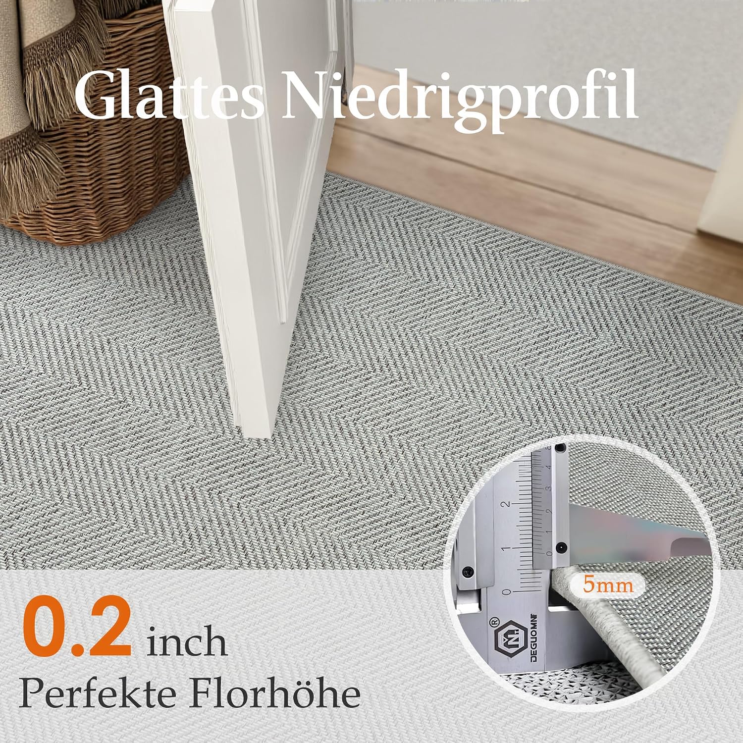Detalle de PureCozy Outdoor Teppich 200x300 cm – Jute-Look, wetterfest, rutschfest und waschbar