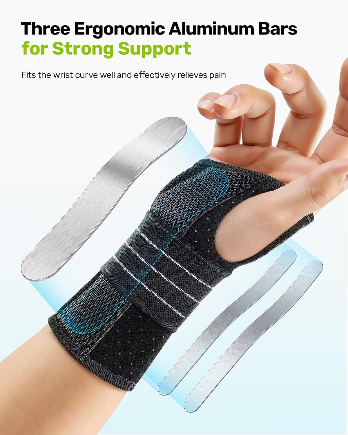 Detalle 2 de Rakiie Carpal Tunnel Wrist Brace Large, 3‑splint