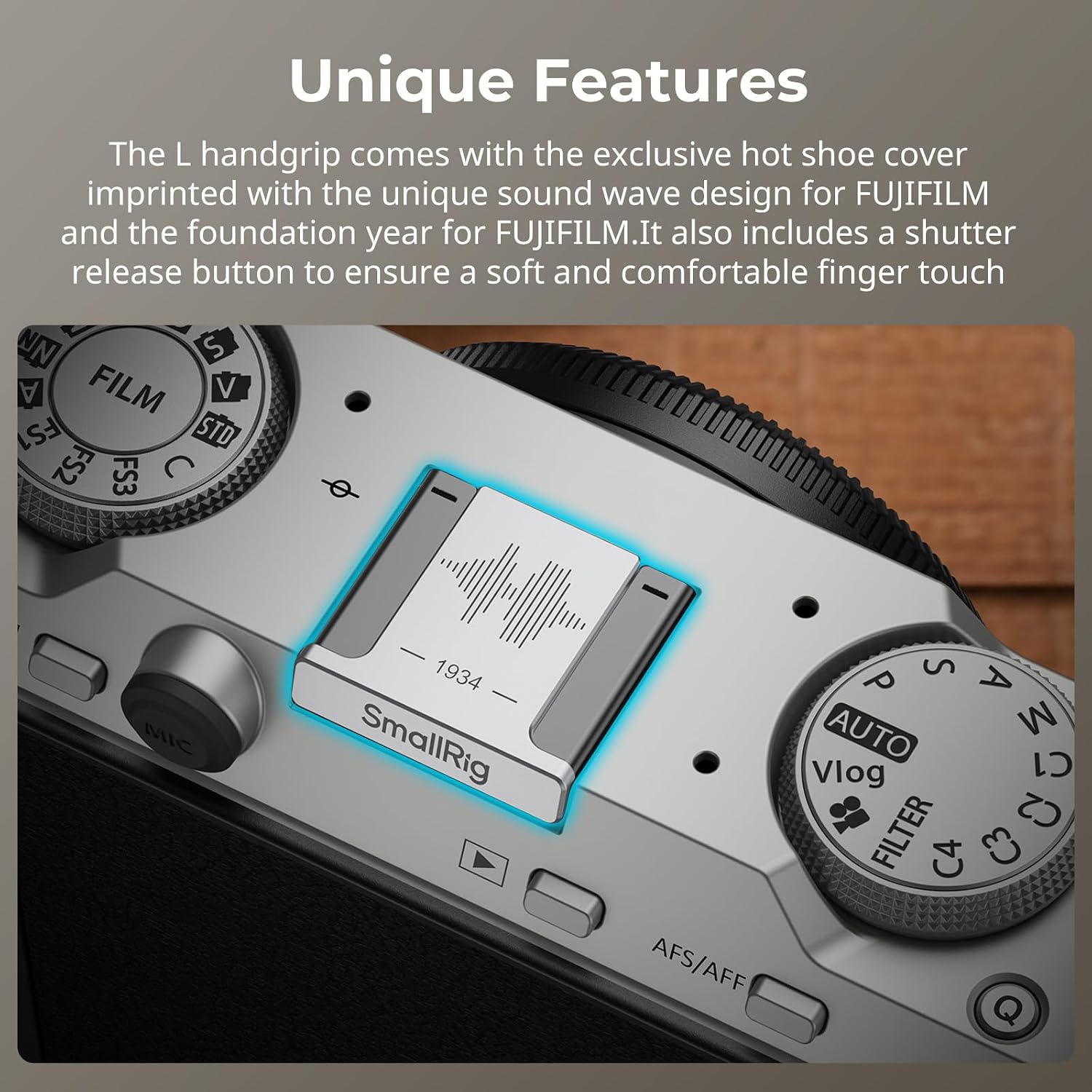 Thumbnail 6 de Poignée bois L pour FUJIFILM X-M5 avec plaque Arca et pare-brise griffes