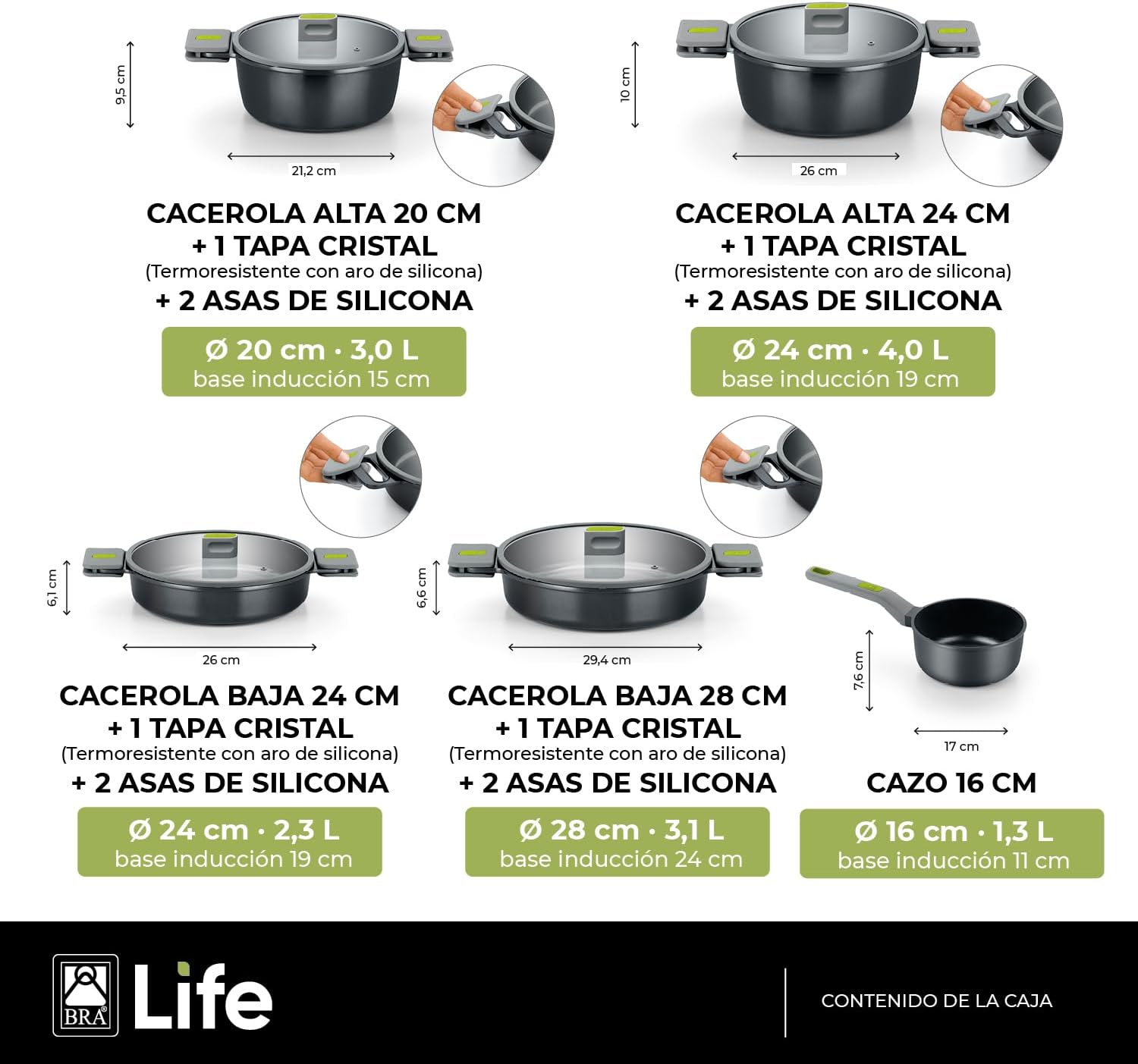 Thumbnail 1 de BRA Life Set de Cocina 9 Piezas, Aluminio Antiadhesivo
