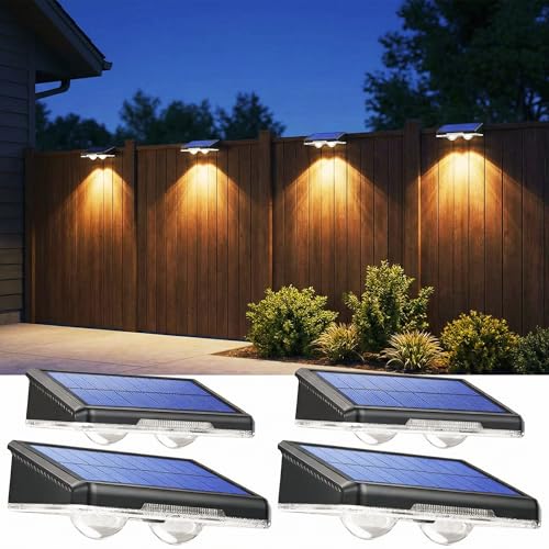 Detalle de LakiHomi Aplique Solar Exterior 4 Paquetes: Iluminación Solar LED para Jardín y Valla (3 Colores) IP65