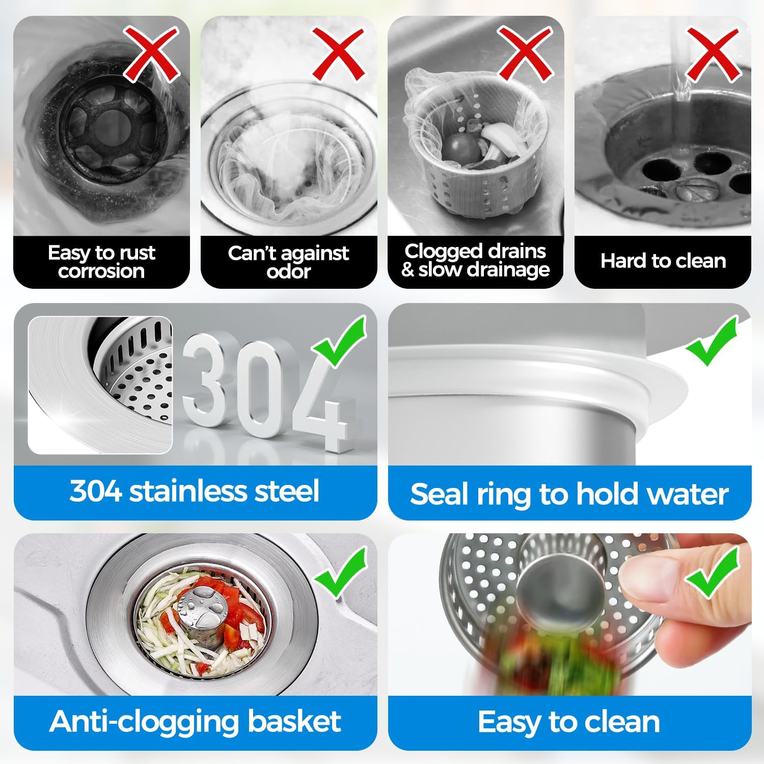 Detalle 1 de ZAA CA-Kitchen Drain Strainer-steel 3-in-1 Sink Stopper and Strainer