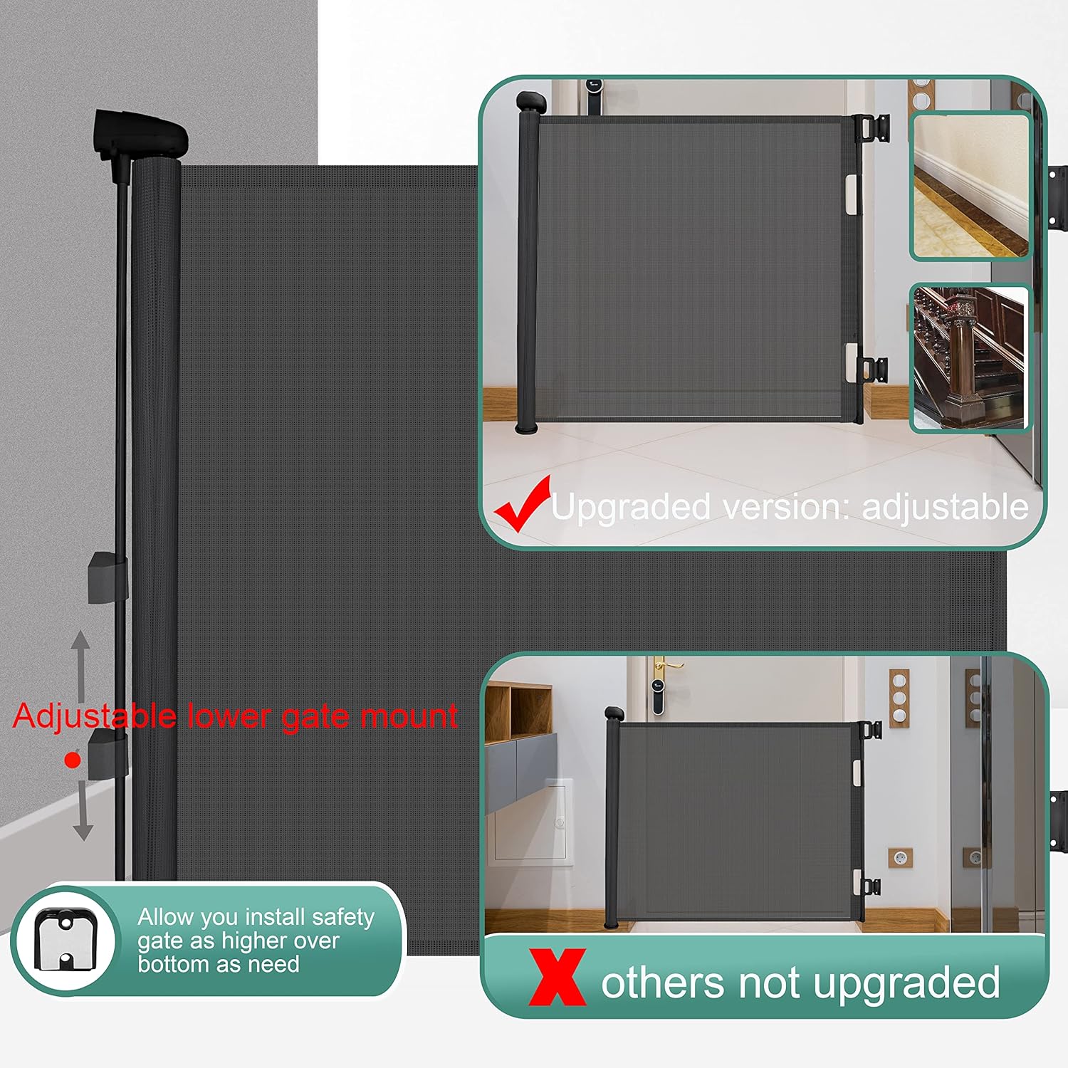 Thumbnail 4 de Retractable Stair Gate (Upgraded) – One Hand Operation, 140cm Safety Gate for Baby & Pets