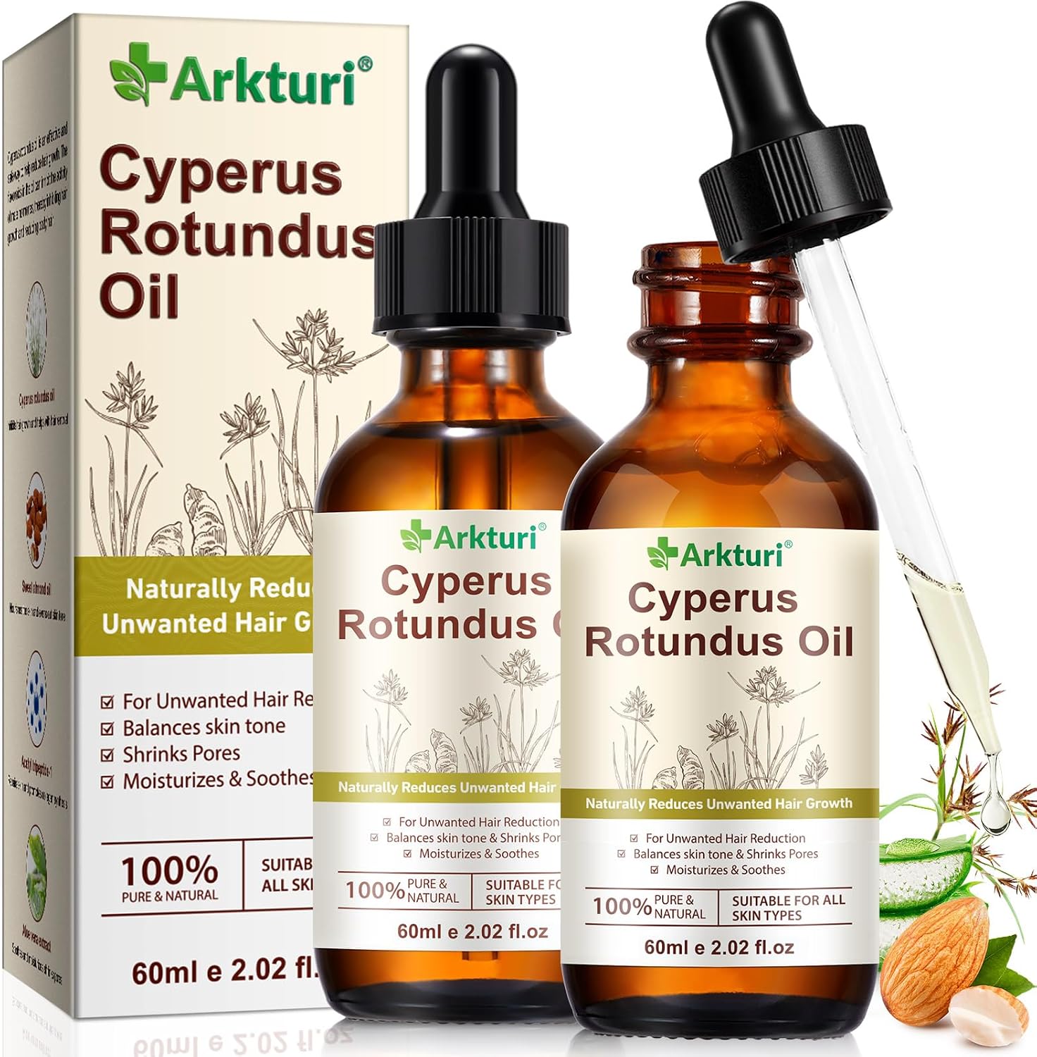 Detalle de Cyperus Rotundus Oil Hair Removal – Olio depilatorio naturale 120 ml