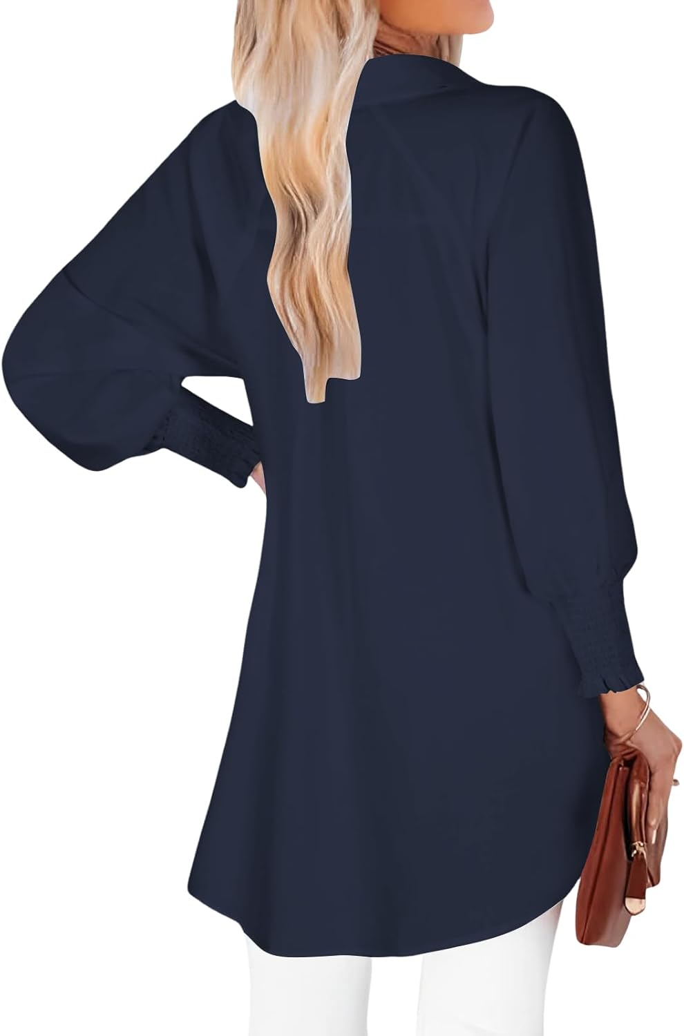 Thumbnail 3 de Cuptacc Damen-Bluse mit V-Ausschnitt, Knopfleiste und Brusttasche – gestreift