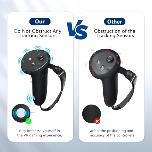 Detalle 2 de AMVR Funda de agarre para mando Meta/Oculus Quest 3/3S (tamaño estándar), con tapa de batería y protector