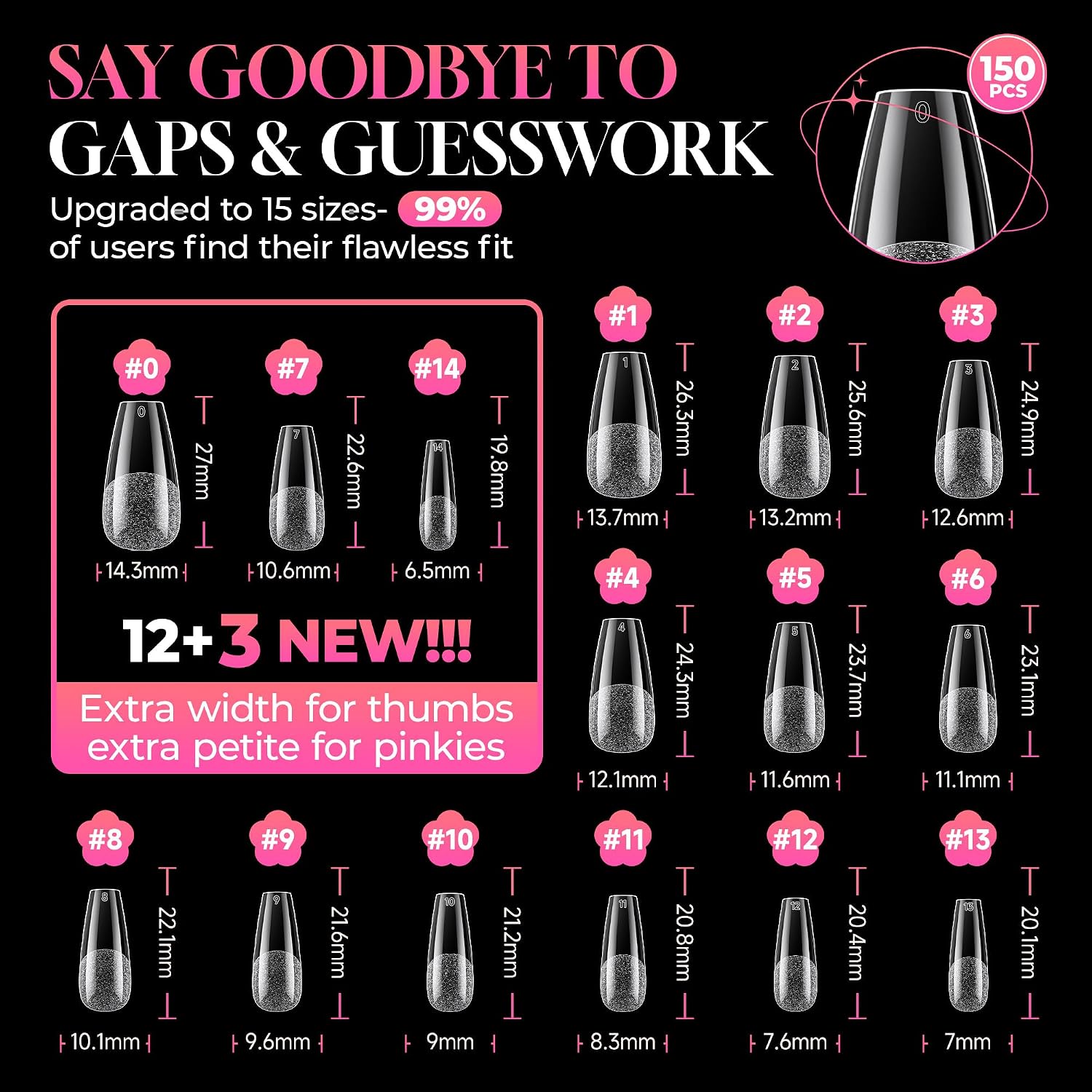 Thumbnail 6 de Luckyfairy Coffin Nail Tips, 15 Sizes