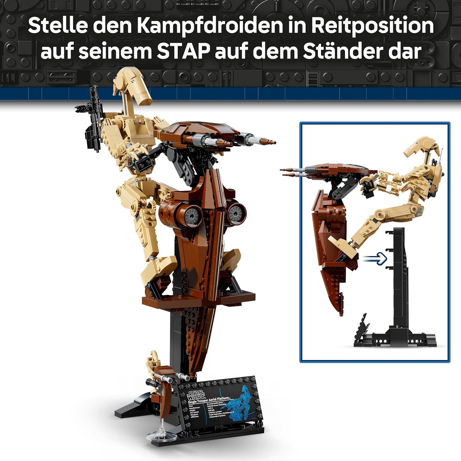 Thumbnail 2 de LEGO Star Wars 75428 Kampfdroide mit STAP – Bausteinfigur mit Display-Set und Speeder