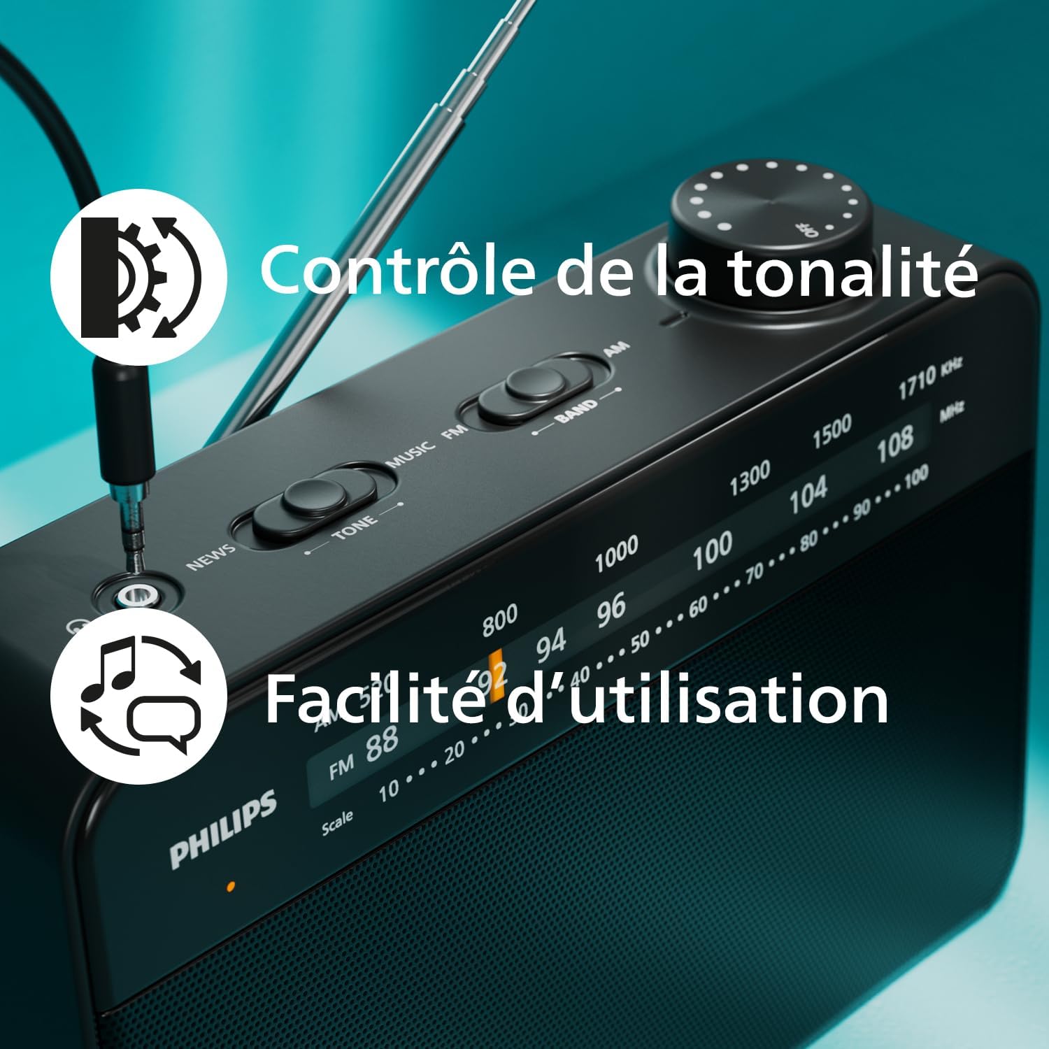 Detalle de Philips TAR2509 : Radio portable FM/MW, écoute nomade et simple d’utilisation