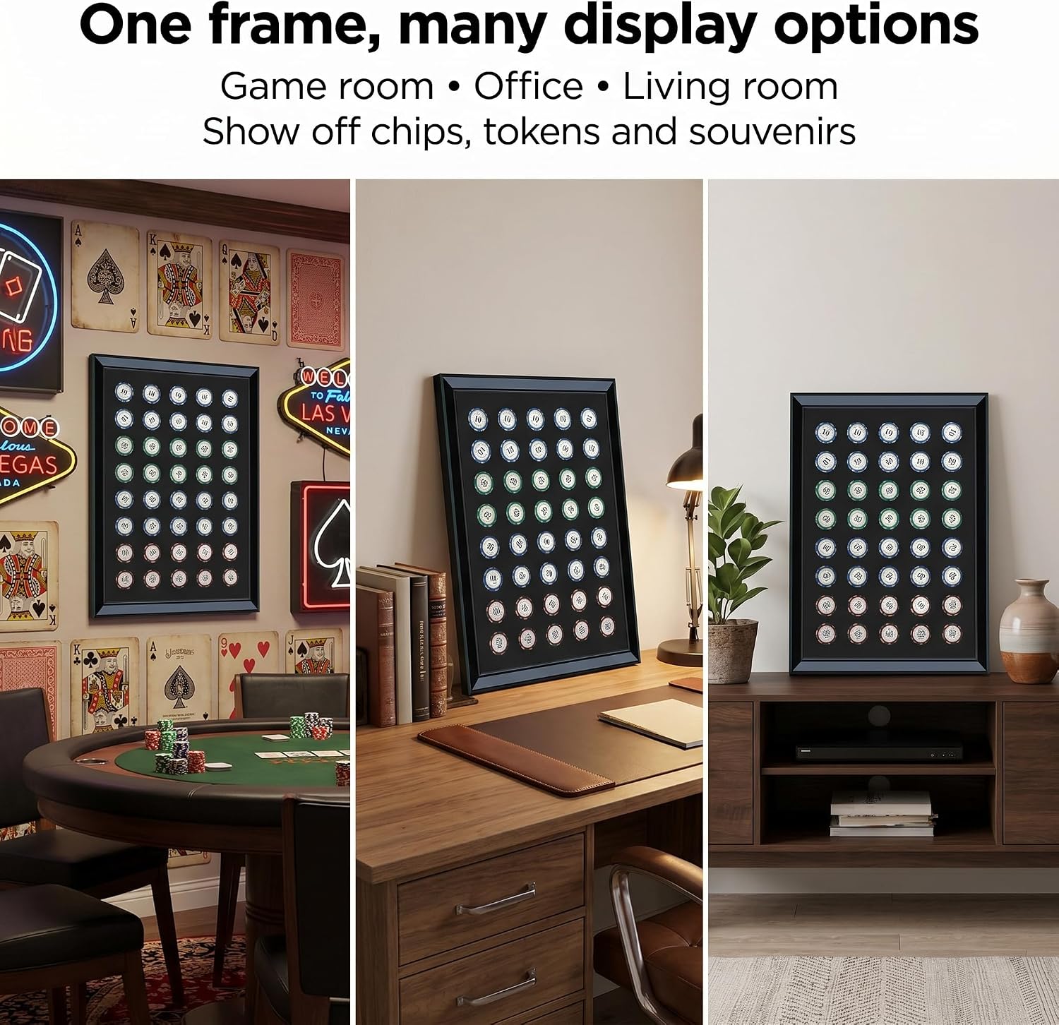 Detalle 1 de Wooden poker chip display case, 40-chip capacity