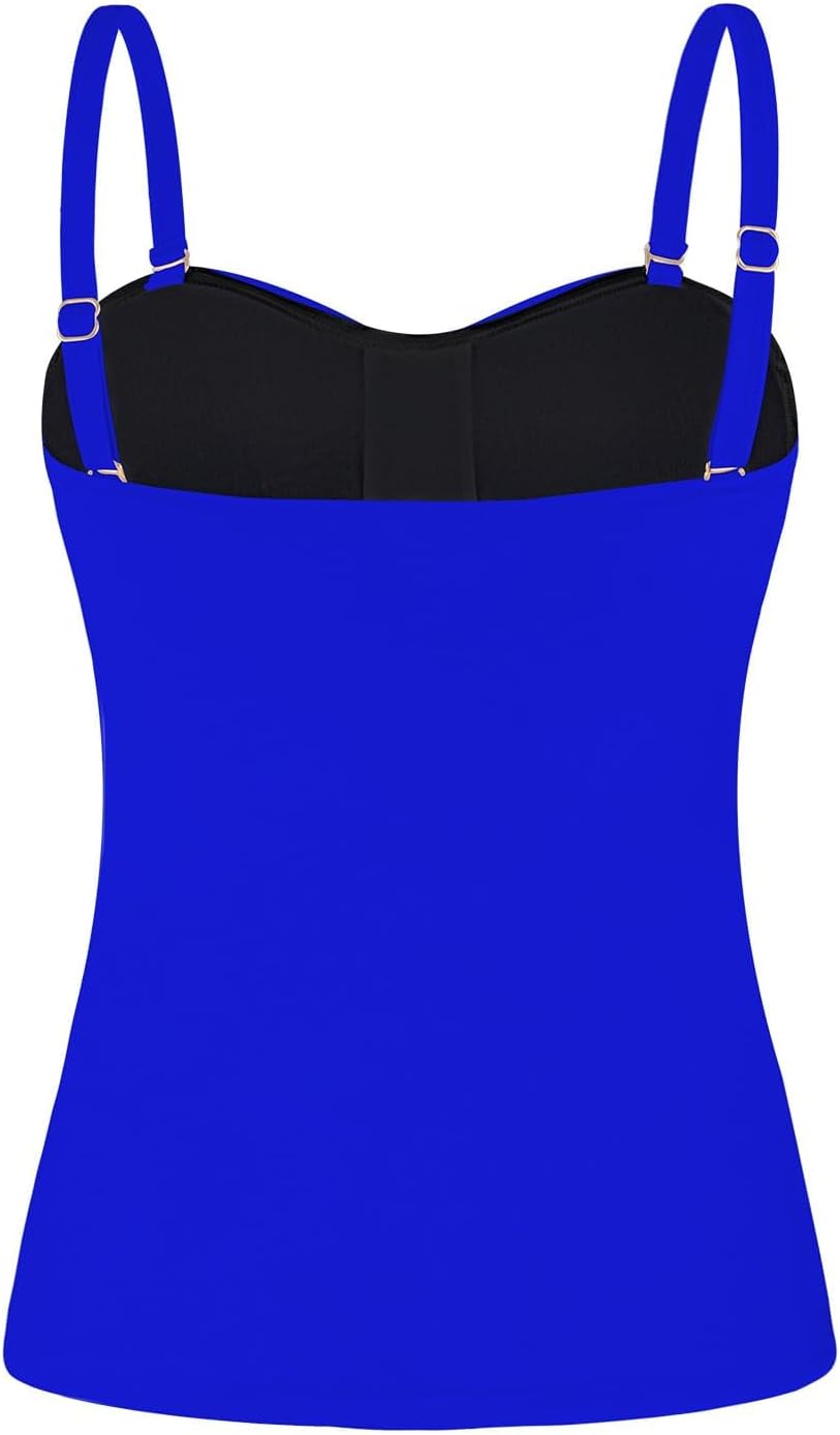 Detalle de Ocean Blues Women’s Twist Bandeau Swimsuit Top with Ruched Tummy Control (tankini top only)