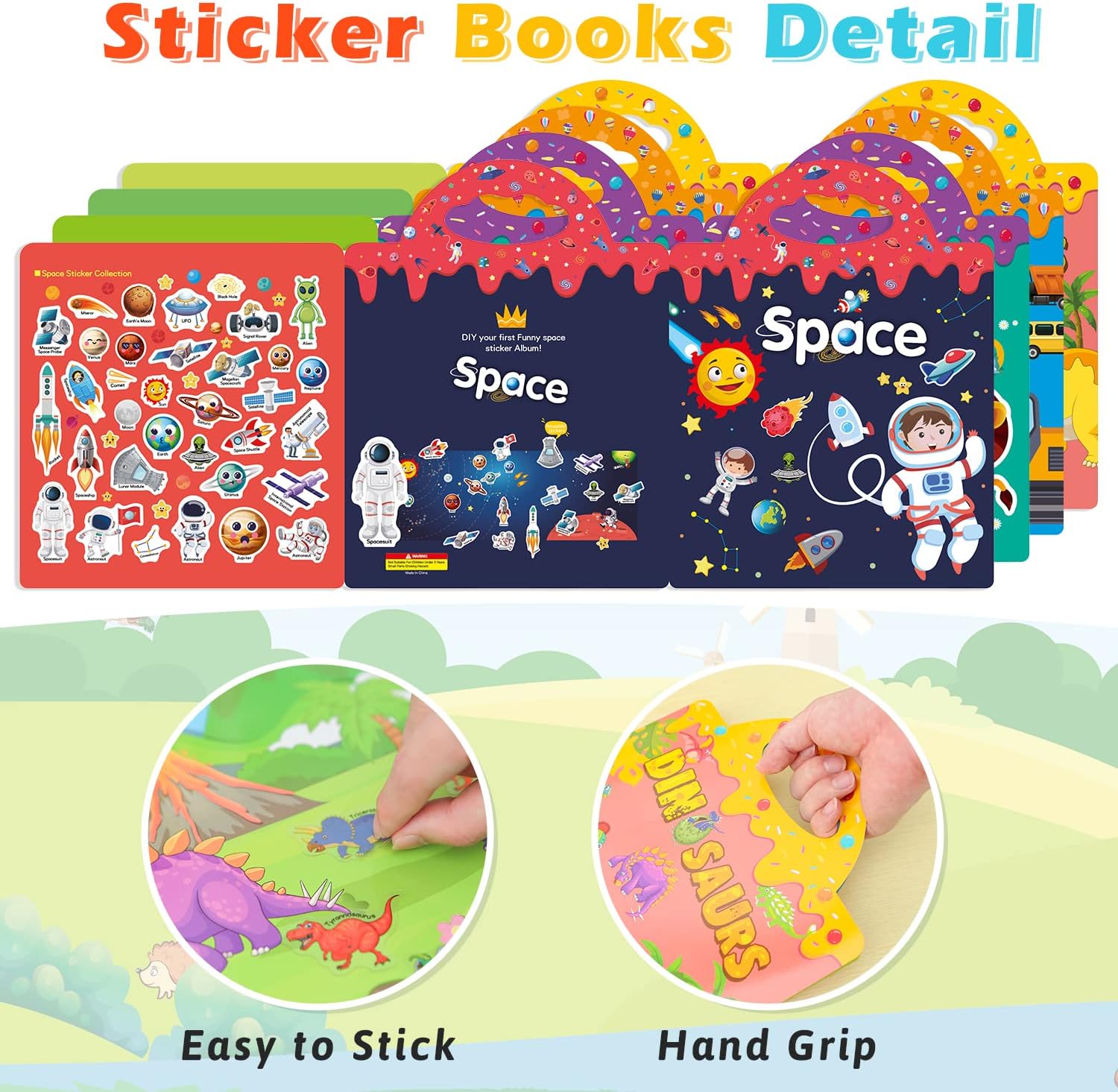 Thumbnail 2 de GUYUCOM 4 Pack Reusable Sticker Books – Educational Sticker Activity Set for 3+ Kids