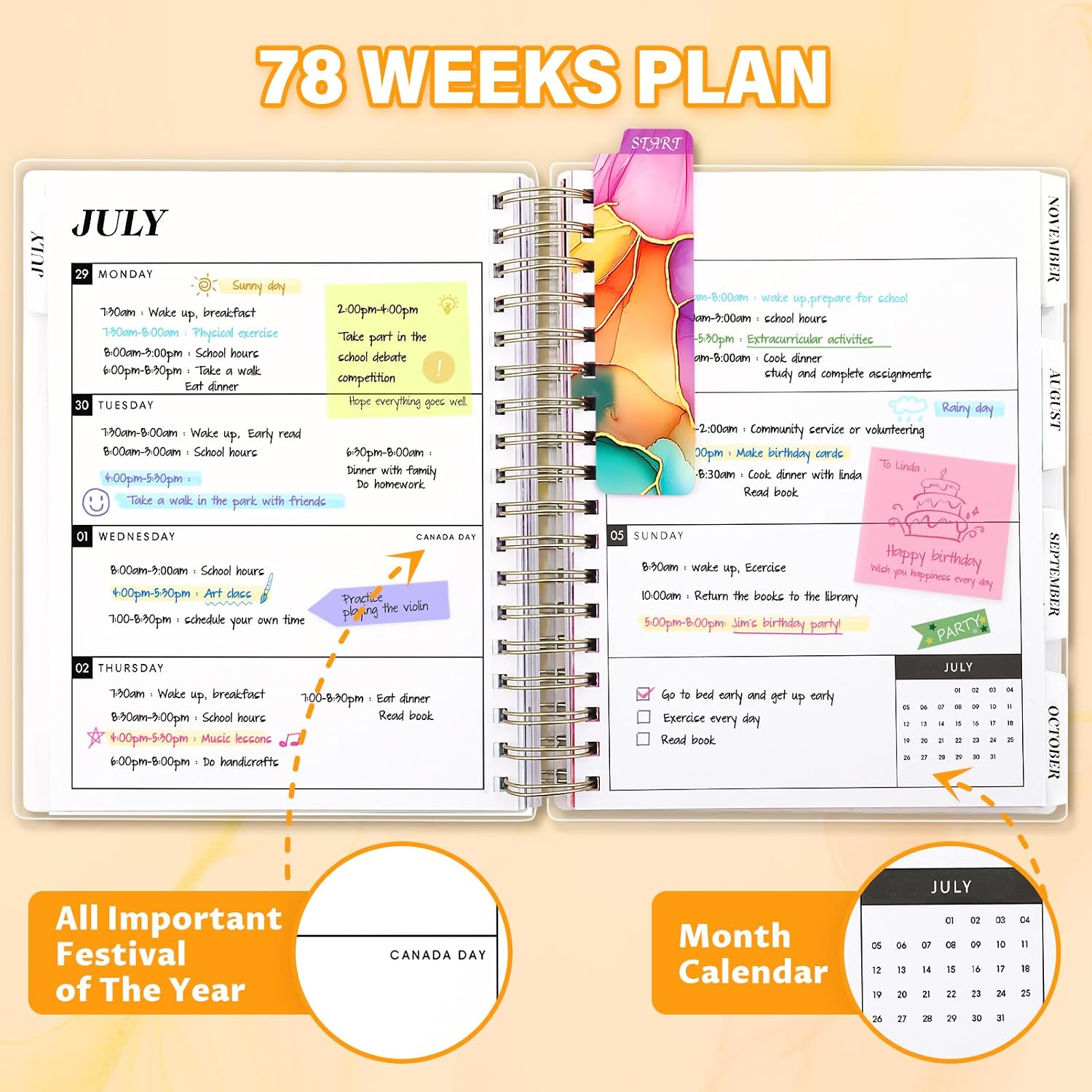 Detalle 1 de montcool 2026-2027 Academic Planner, 18-Month Weekly and Monthly, Floral Cover