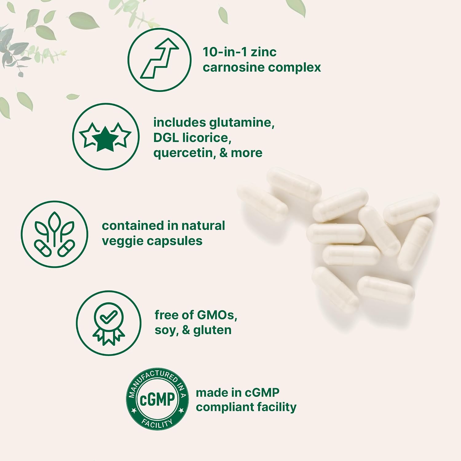Detalle de Micro Ingredients Zinc Carnosine Capsules, 240 Count