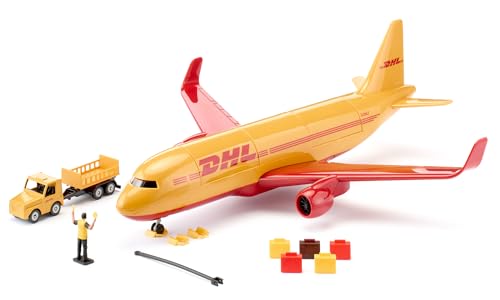 Detalle de SIKU 1702 DHL Avion cargo – Modèle réduit avec chariot et accessoires