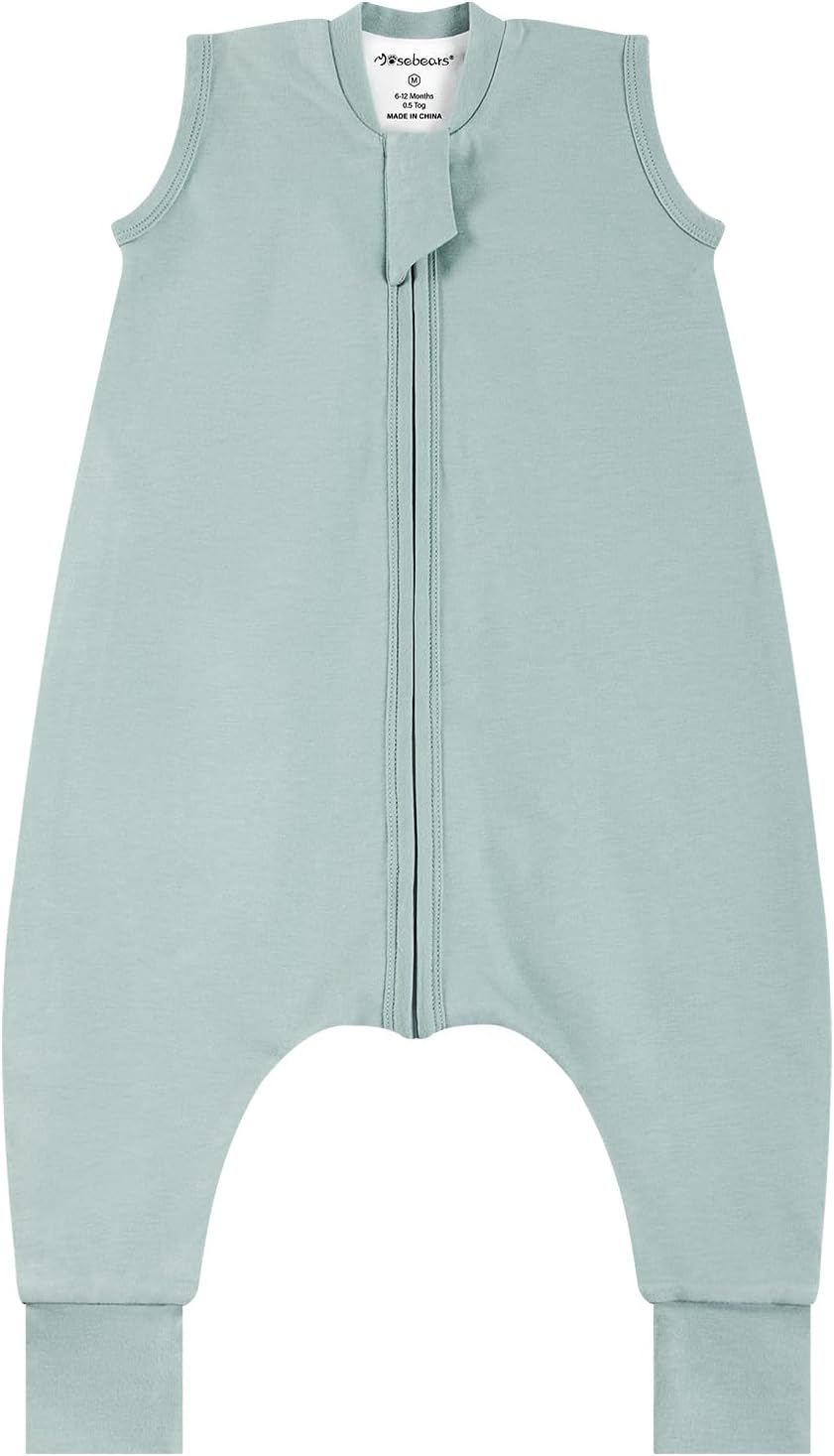 Mosebears Sacco Nanna 1 Tog per bambini Calm Sage (65 cm, 6-12 mesi) in cotone traspirante