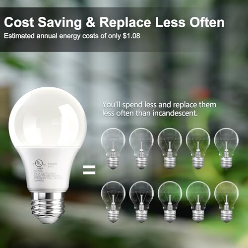 Detalle de TJOY 6 Pack A19 LED Light Bulbs 2700K Soft White, 60W Equivalent, E26 Base