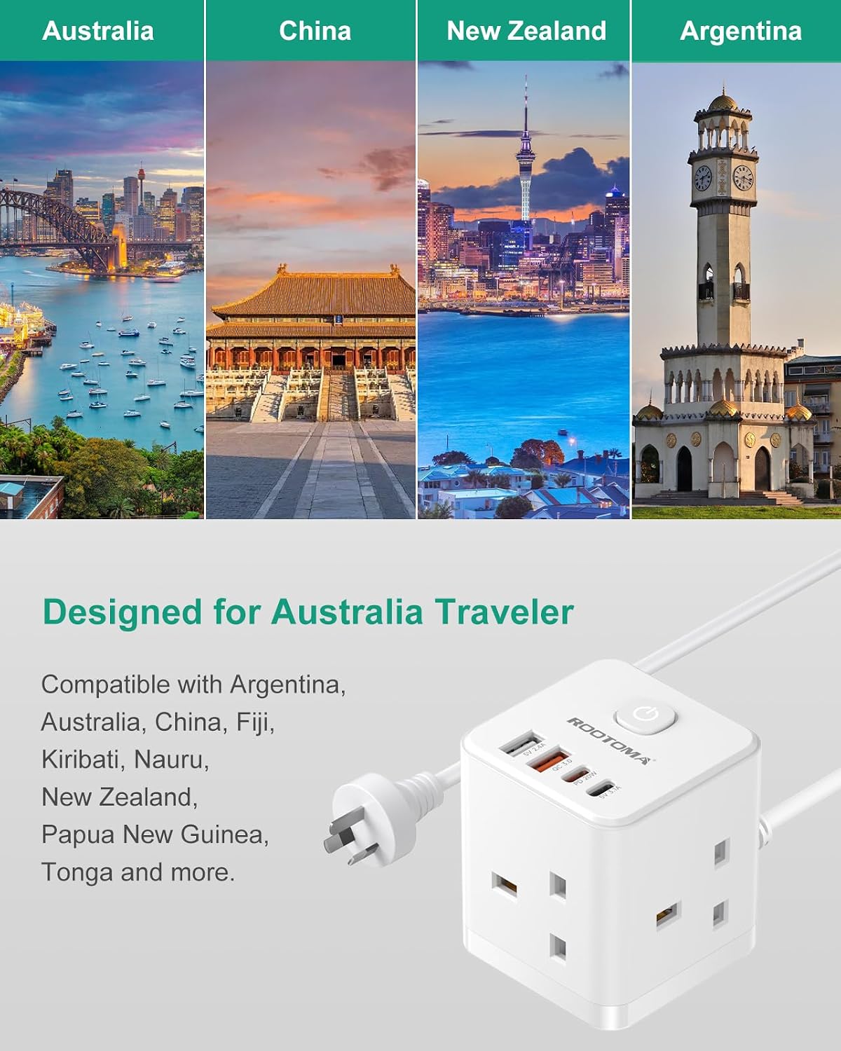 Thumbnail 4 de UK to Australia Plug Adapter with PD 20W fast charging ๐