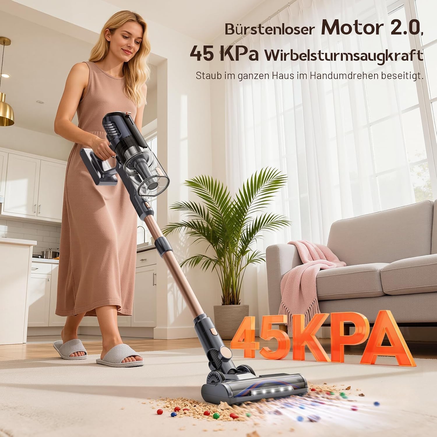 Thumbnail 1 de Akku Staubsauger 45000 Pa, 60 Min Laufzeit, 1,9 kg leicht – kabellos, 6-in-1 mit LED & Anti-Tangle-Bürste