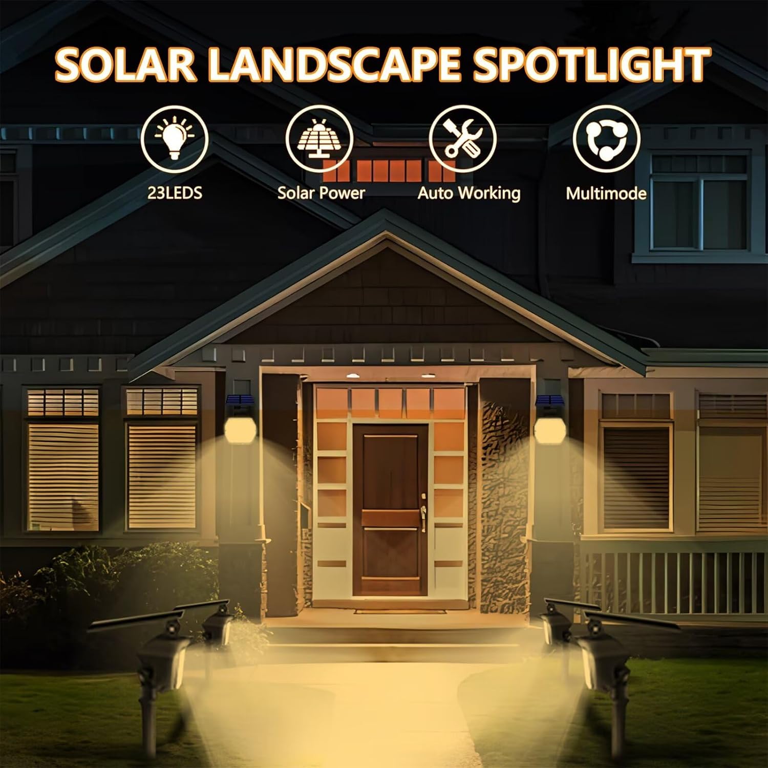 Detalle 2 de Sodwot 730140589775 Solar Spotlights, 23 LED, Warm White, 4-Pack