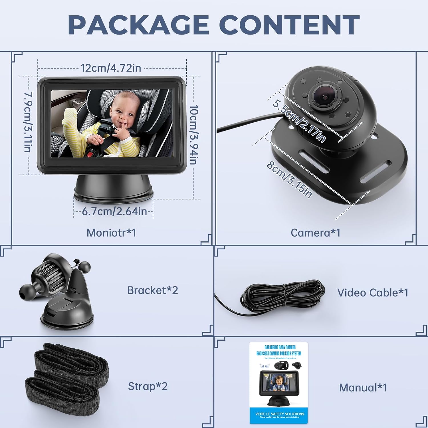 Thumbnail 6 de GEARCELL Baby Car Camera HD 1080P 4.3" display