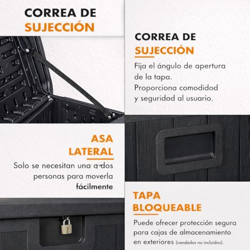 Thumbnail 6 de Baúl exterior de resina impermeable 410L de T-LOVENDO.ES: arcón multiusos para jardín