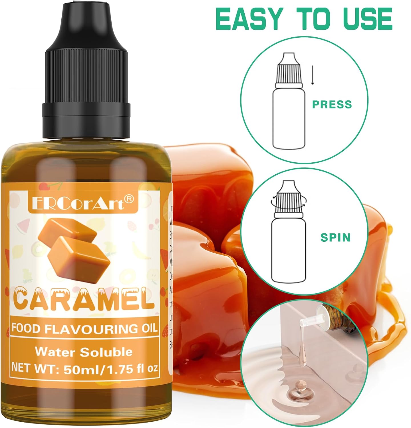 Detalle 2 de Caramel Food Flavouring Oil 50 ml 🍬