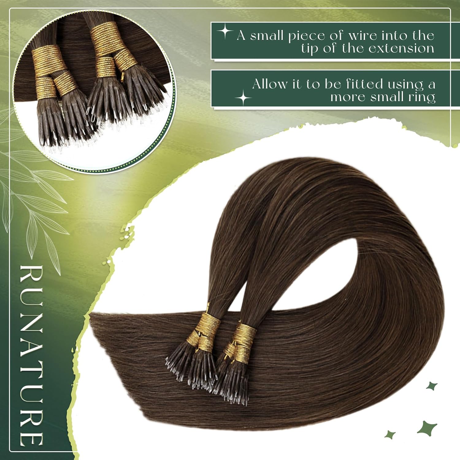 Detalle de RUNATURE nano bead hair extensions, 24-inch