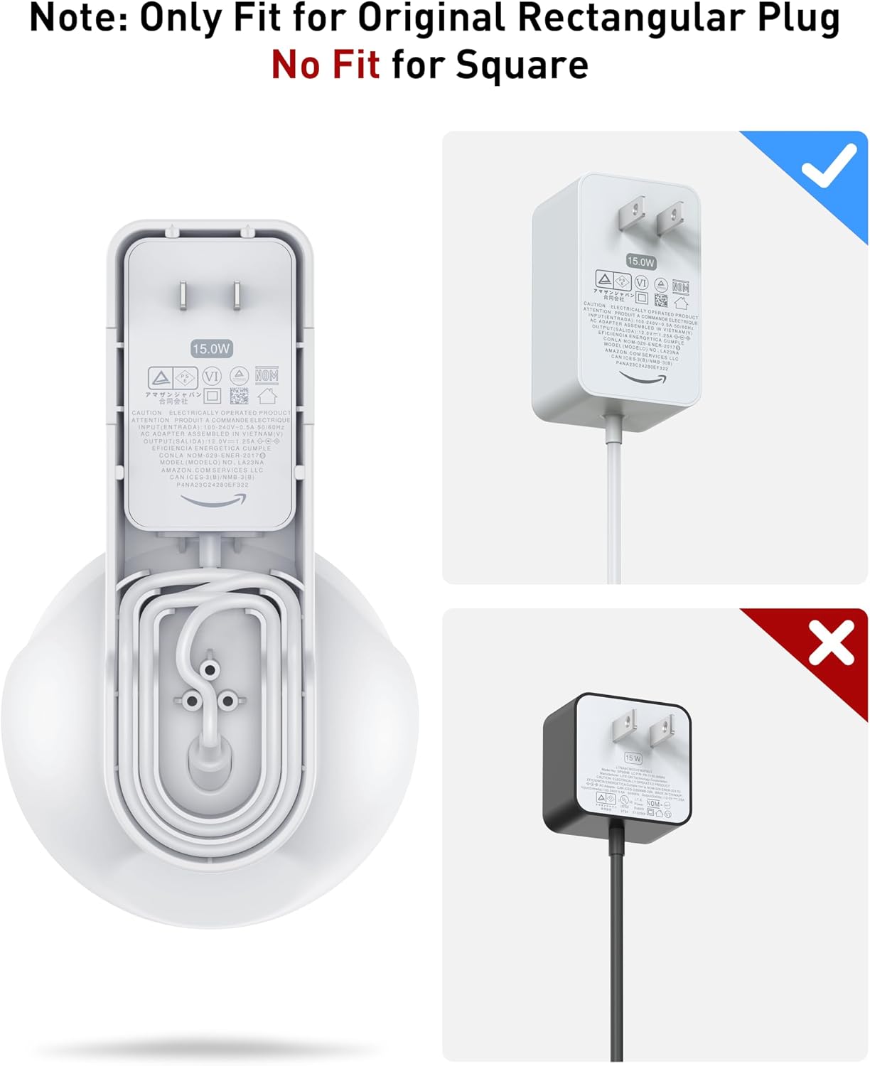Thumbnail 6 de Maxonar Wall Mount for Echo PoP & Google Nest Speaker (White, 2-Pack) — no-drill space-saving cable management