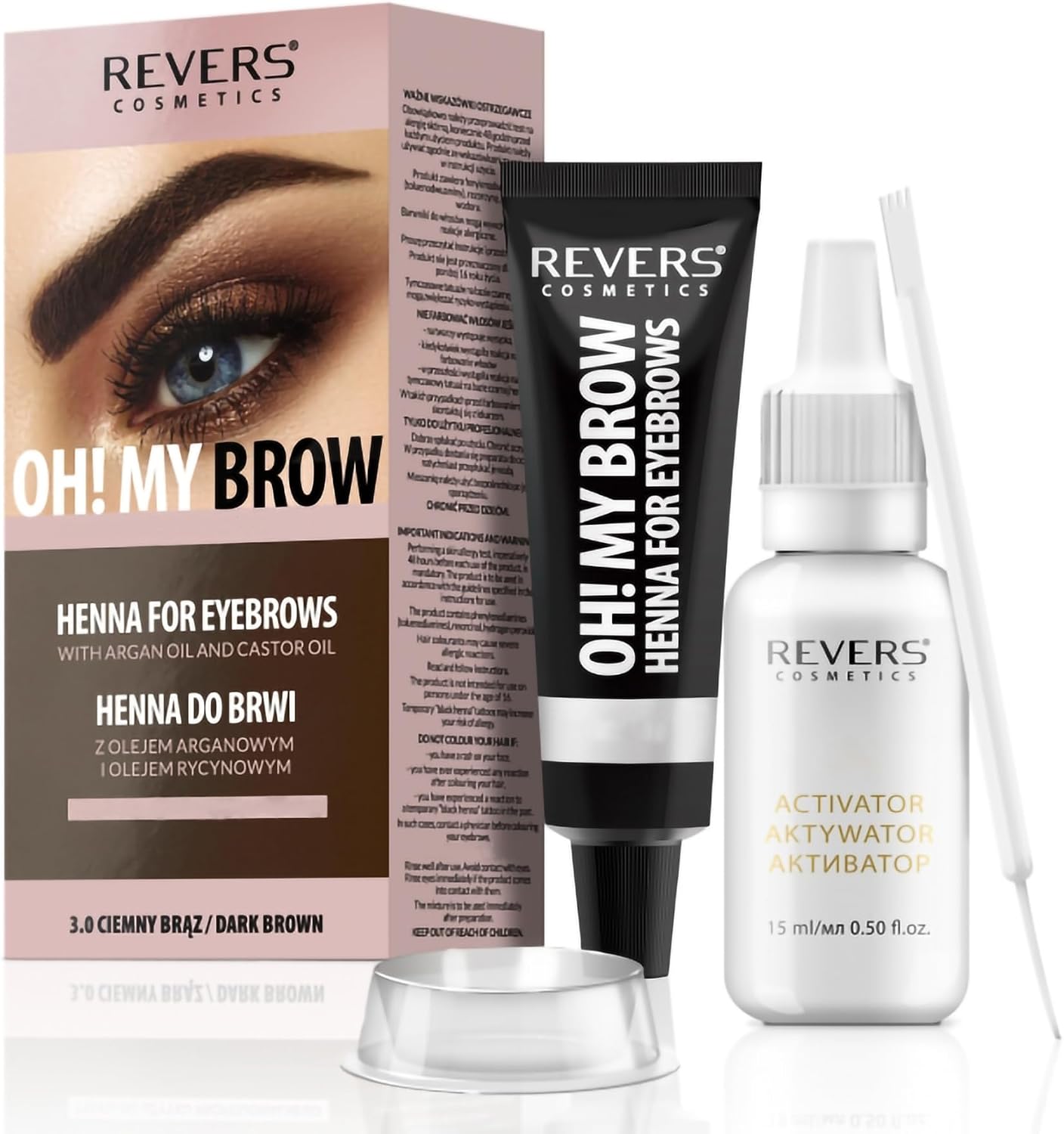 Detalle de REVERS COSMETICS Tinta Sopracciglia Castano Scuro 15+ applicazioni
