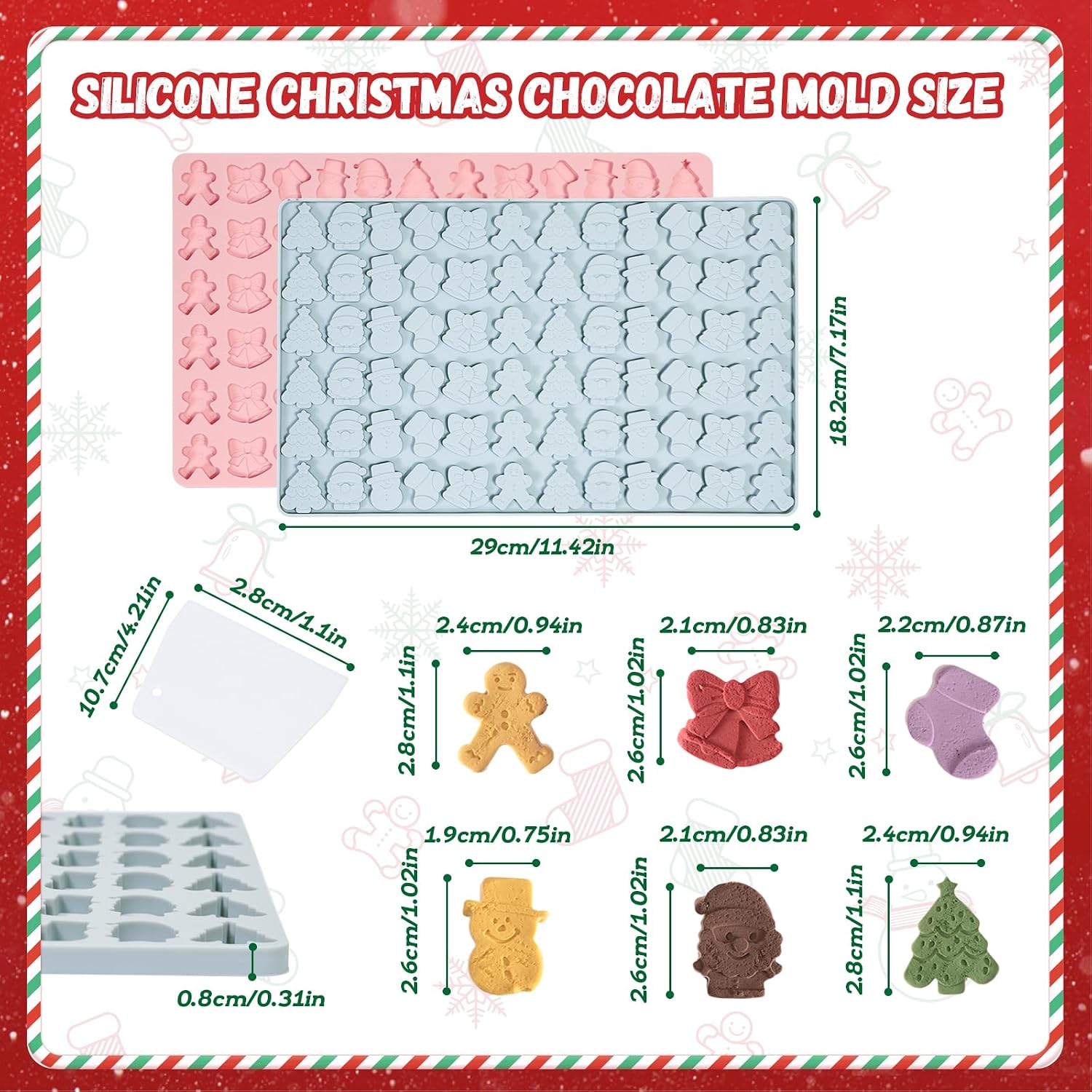 Detalle de LUBOXIN Christmas Silicone Mould 72 cavities