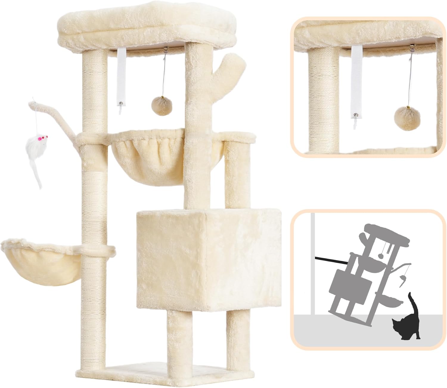 Thumbnail 6 de Heybly Cat Tree, 100 cm Tower Condo with Cat Scratching Post