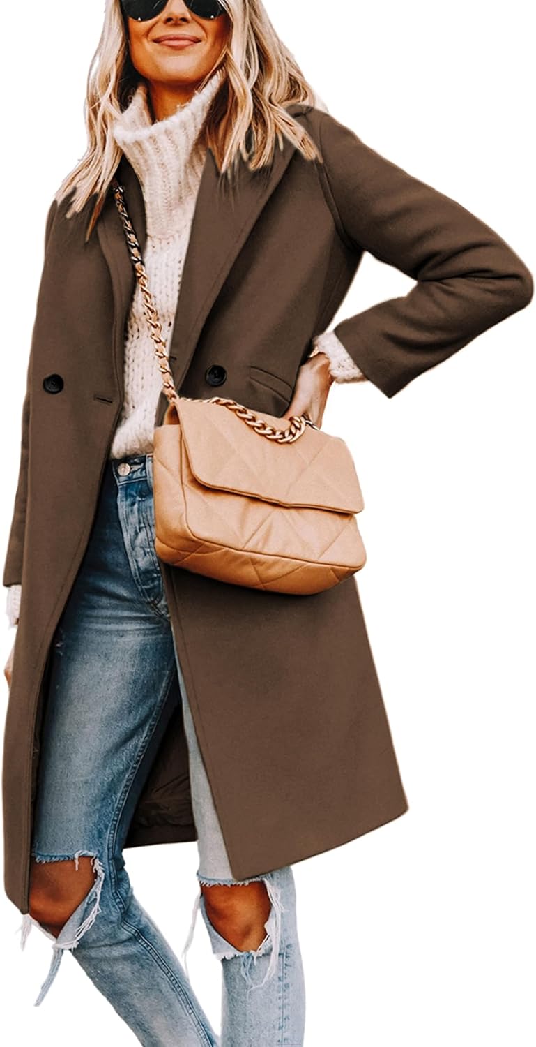 Detalle de Tanming Wool Blend Pea Coat Knee Length