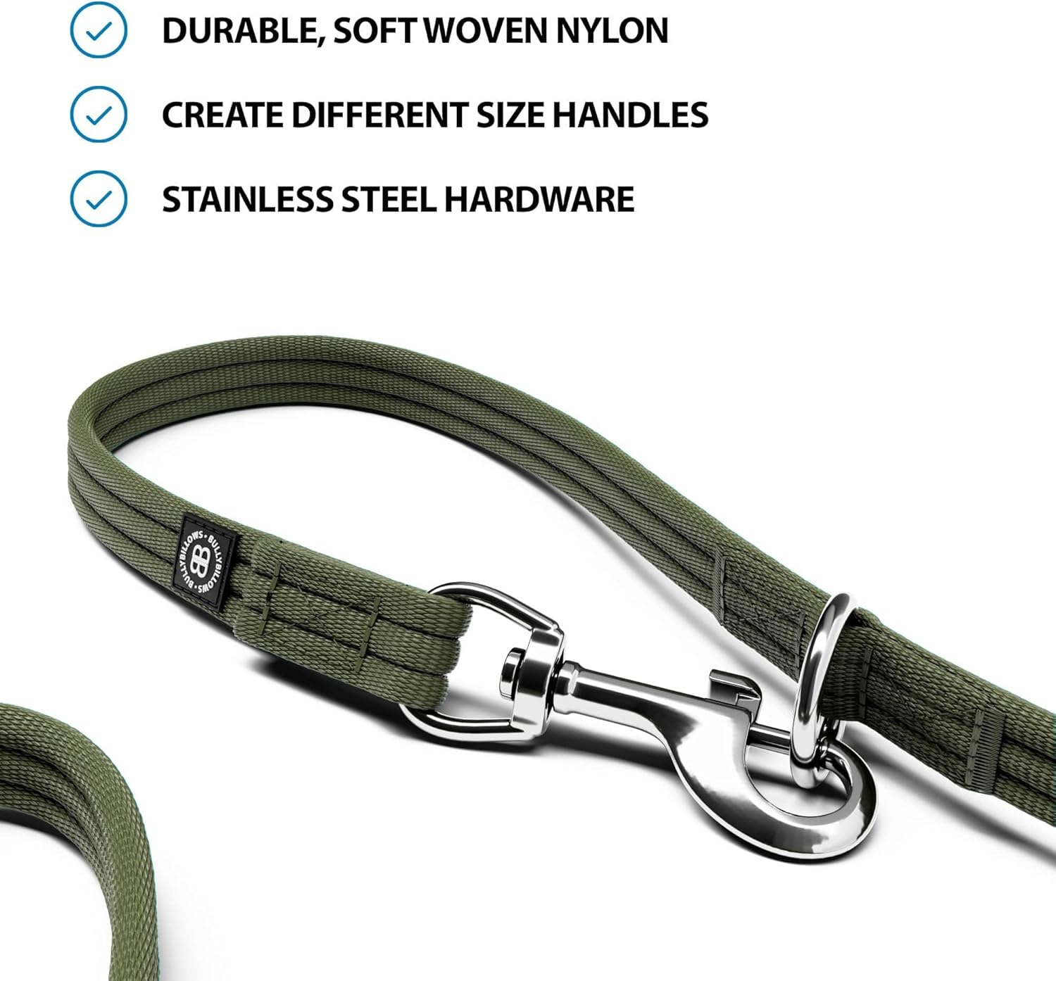 Thumbnail 2 de BullyBillows Double Ended Dog Lead (Khaki) for obedience and distance training