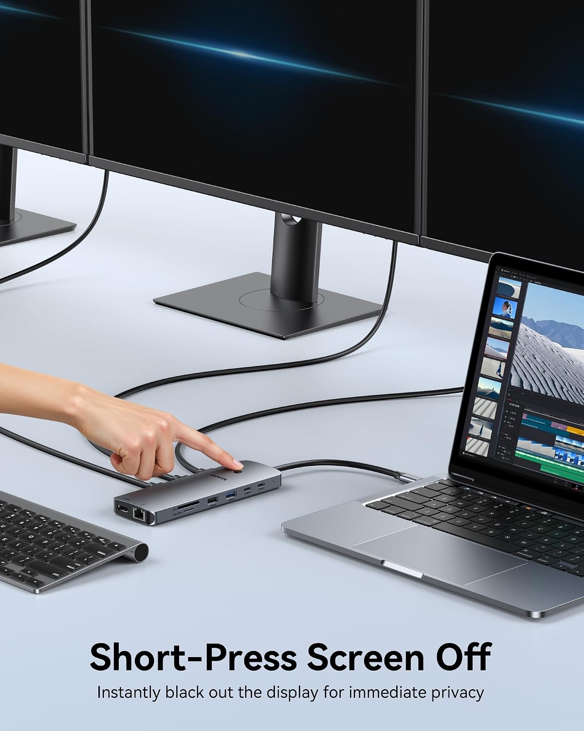 Detalle 2 de MOKiN UC0554 14-in-1 Laptop Docking Station with 2 HDMI and 2 DisplayPort