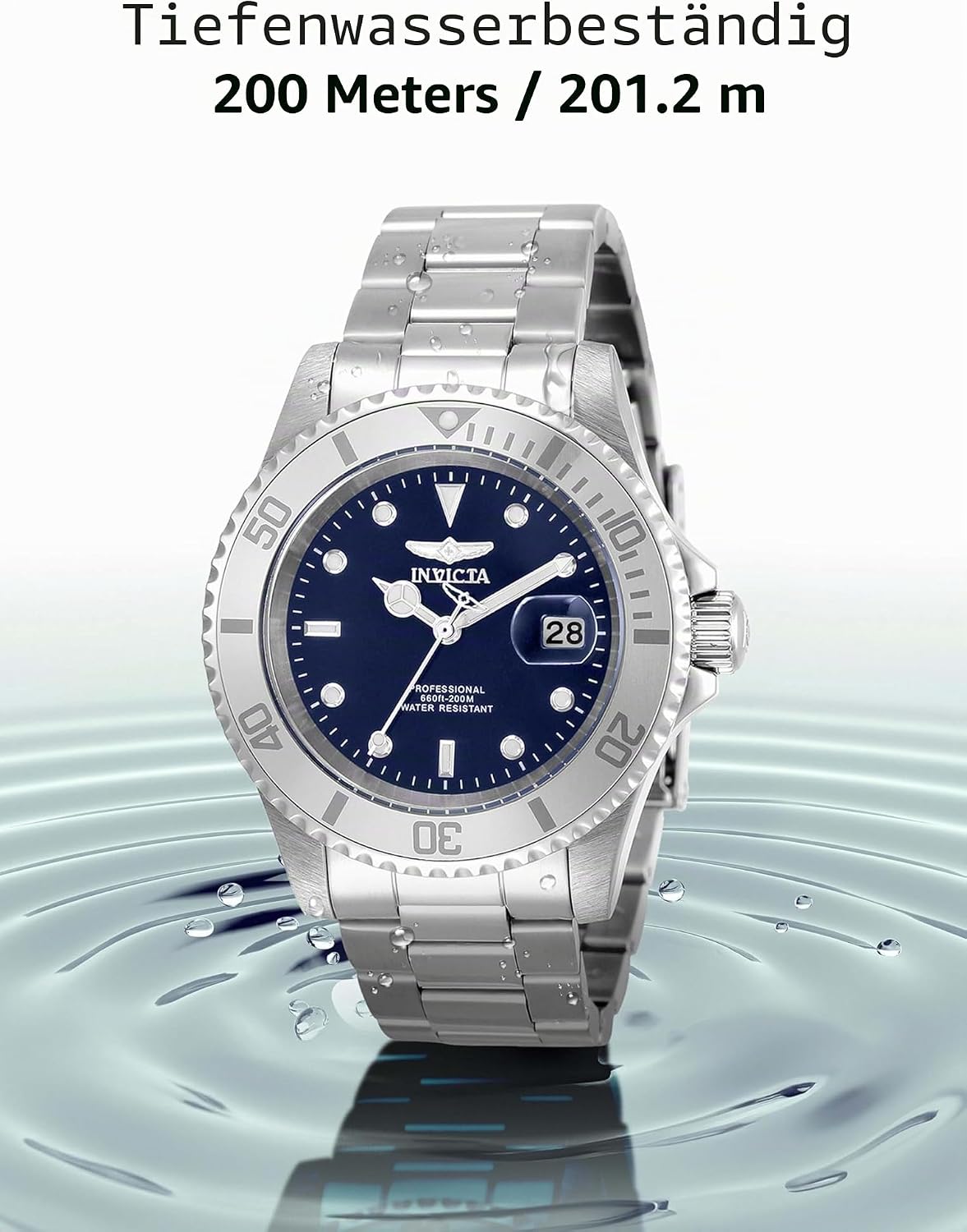 Detalle de Invicta Pro Diver Edelstahl Herren Quarzuhrwerk – 40 mm, Blau
