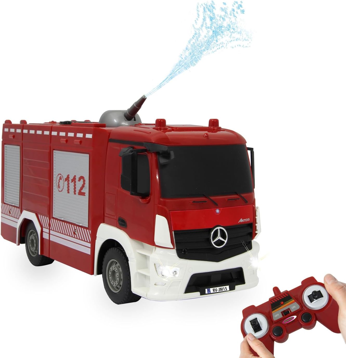Detalle de Jamara 404970 wóz strażacki Mercedes-Benz Antos 1:26 z funkcją natrysku