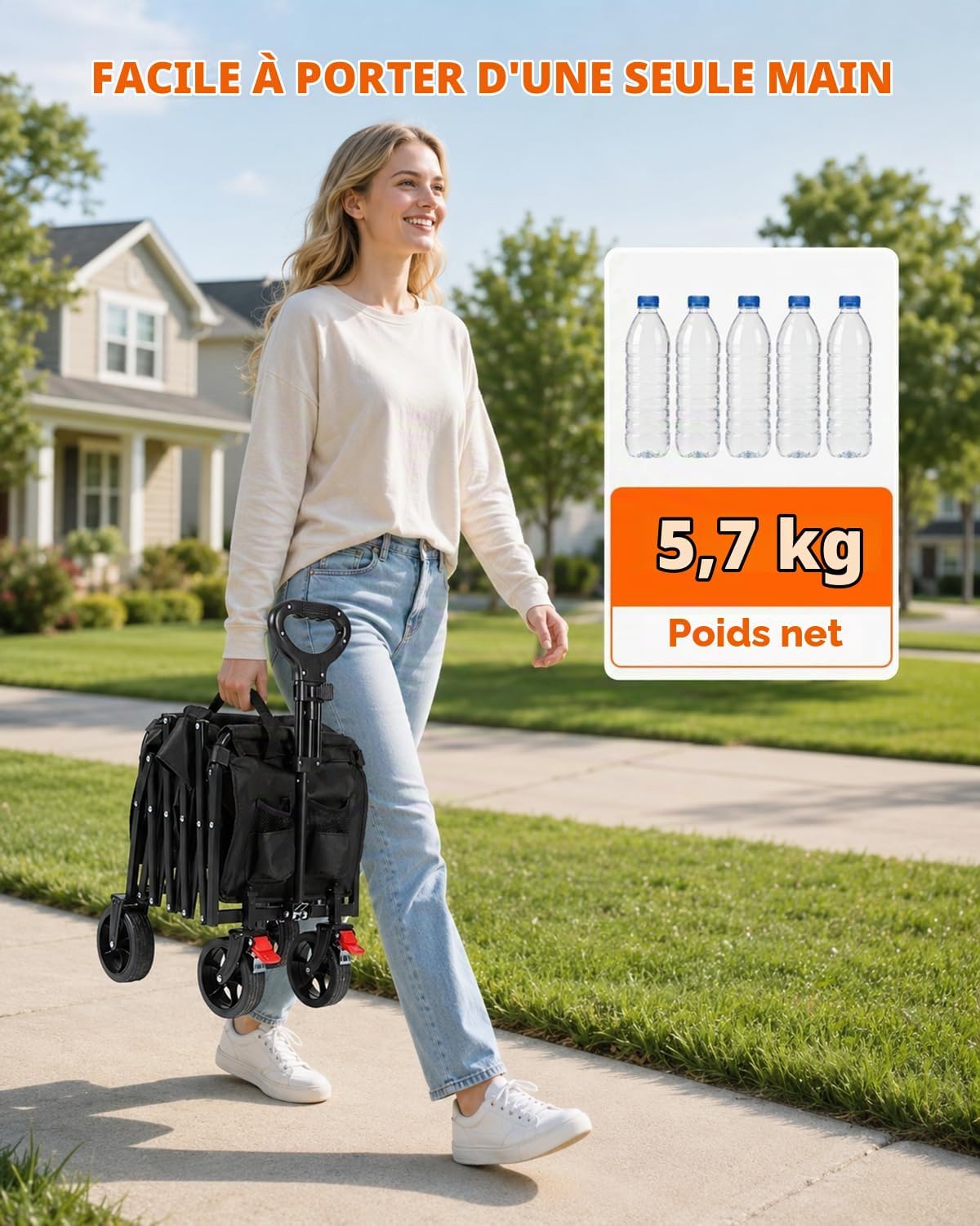 Thumbnail 6 de GECONLE Opvouwbare bolderkar van 160 l, tot 100 kg, met draaibare wielen