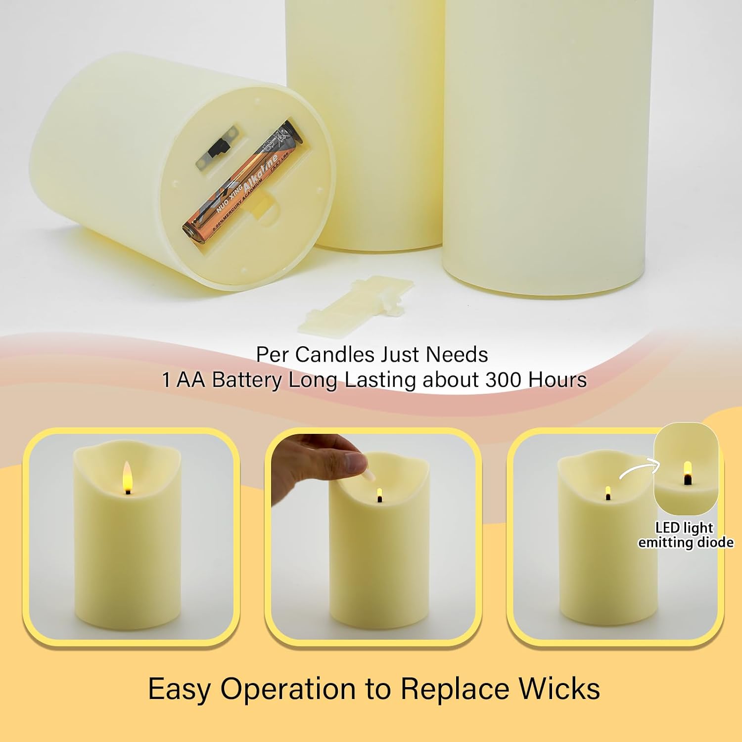 Detalle 2 de Nimiko Flameless Candles, Set of 9