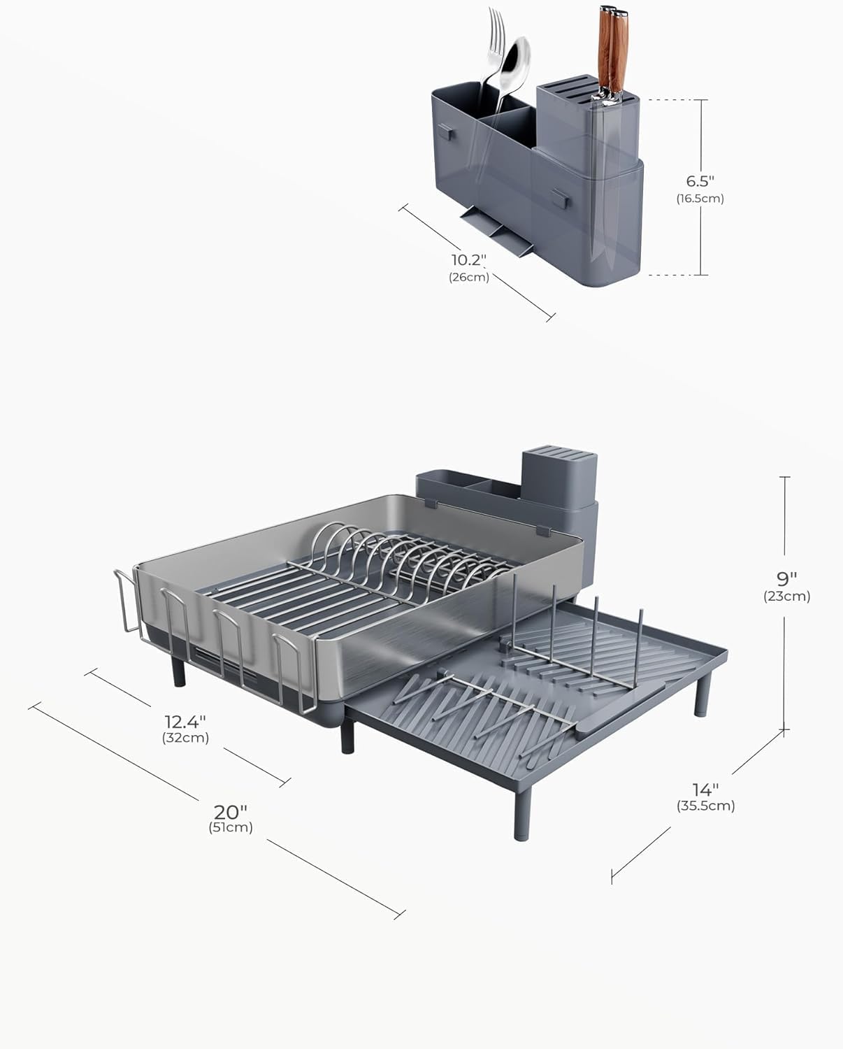 Thumbnail 5 de SUNLY Large Dish Drying Rack: Expandable 304 Stainless Steel Drainer for Kitchen Counter
