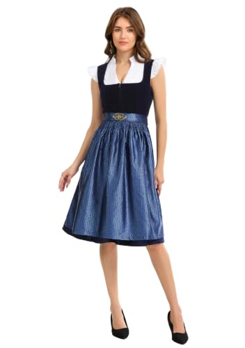 Detalle de Dirndl Damen Midi Dirndlkleid Lang Samt Trachtenkleid 3 Teilig von XIVIVII
