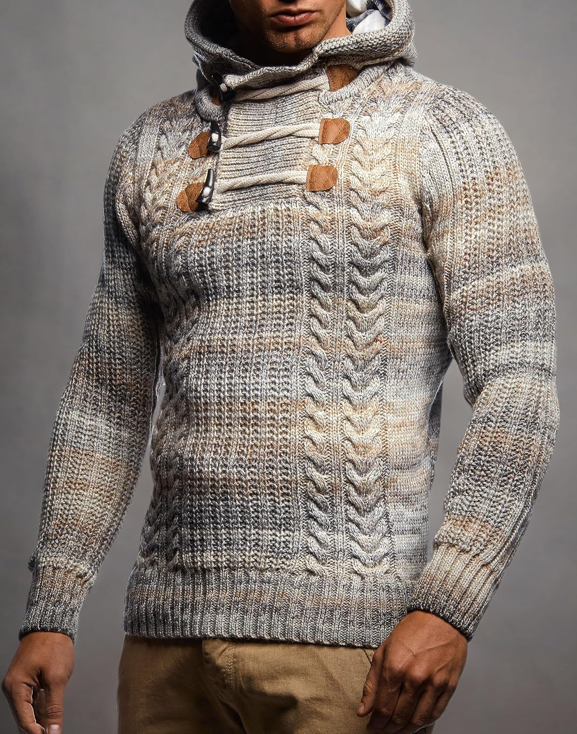 Detalle de Leif Nelson LN6004 : Pull-over tricoté à grosses mailles pour homme