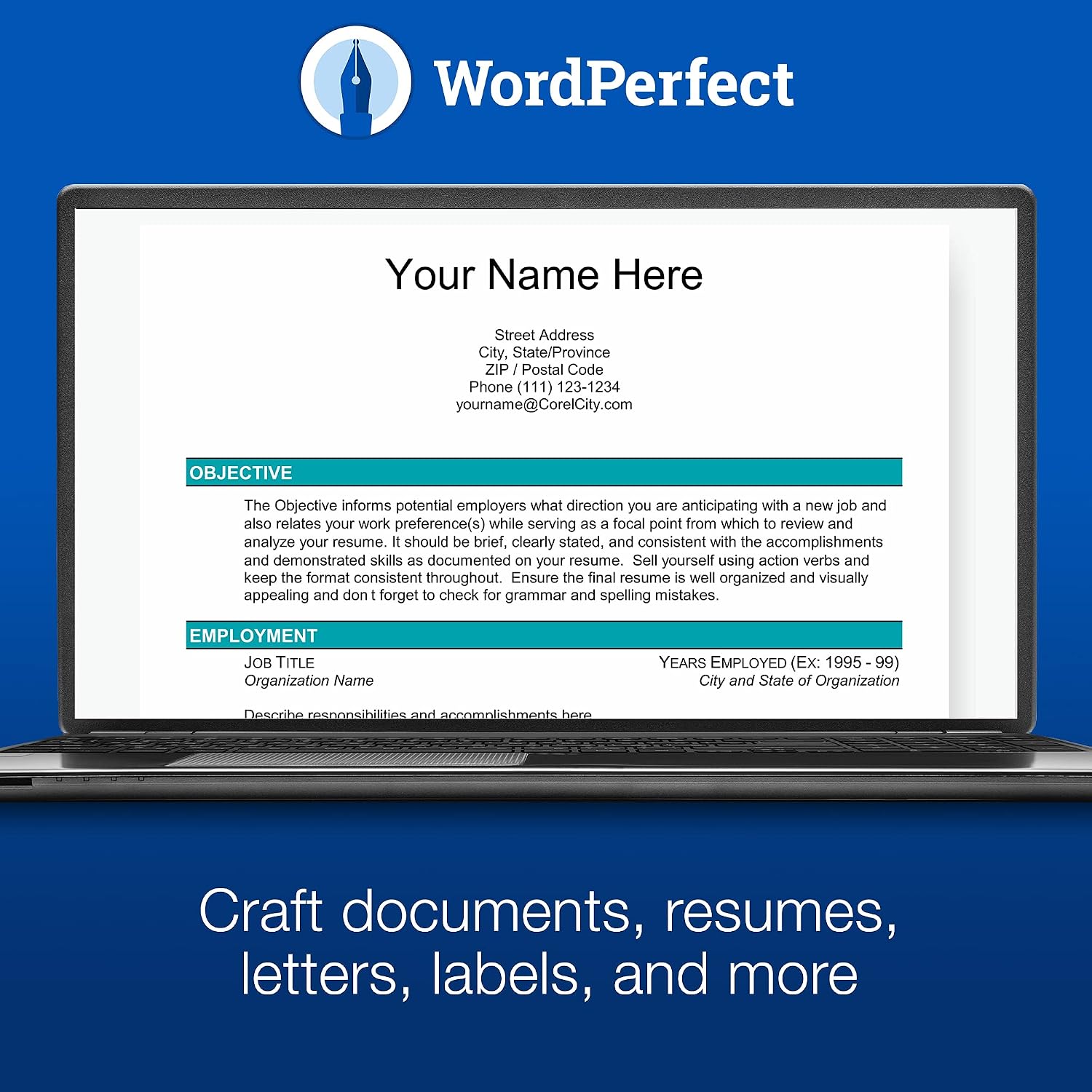 Detalle de Corel WordPerfect Office Home & Student 2021: A Practical Office Suite for Word Processing, Spreadsheets, and Presentations