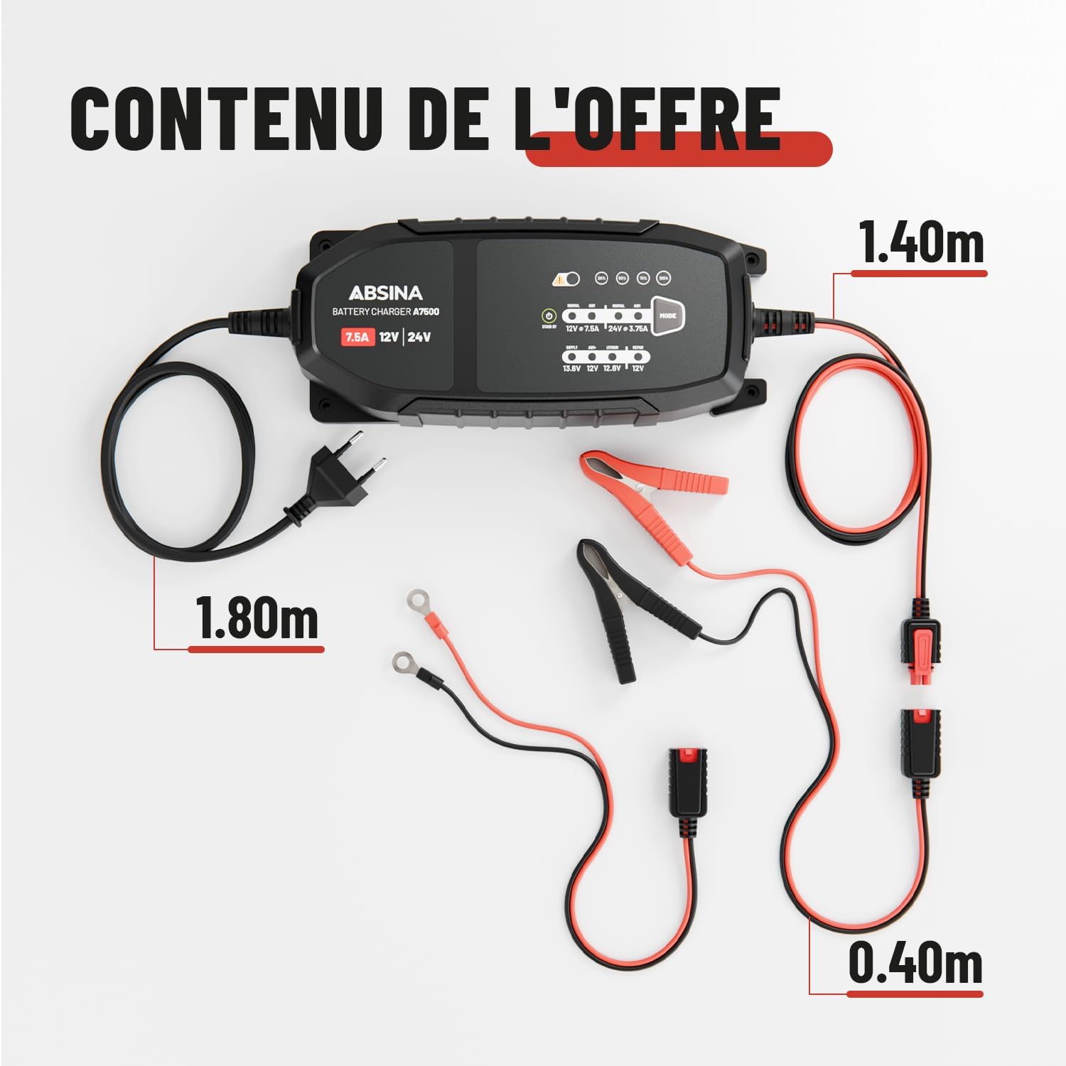 Detalle 2 de ABSINA A7500 chargeur batterie 7,5 A