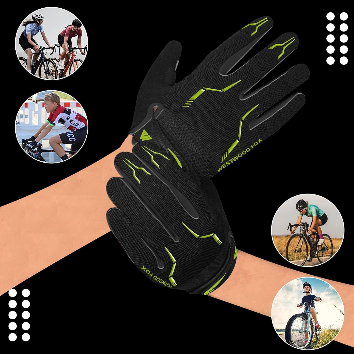 Detalle de WESTWOOD FOX WFX fietshandschoenen met gevoerde antisliphandpalm