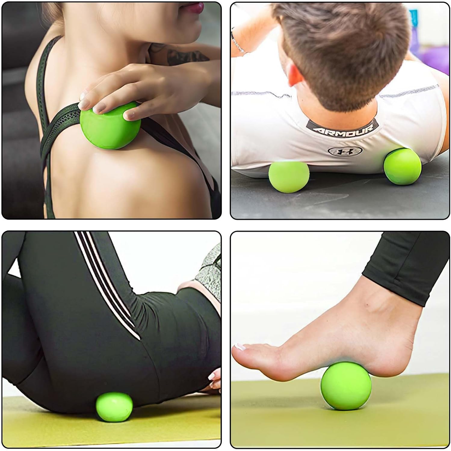 Detalle de WOVTE Massage Lacrosse Ball for Myofascial Release – 2.5x2.5 cm (Green)
