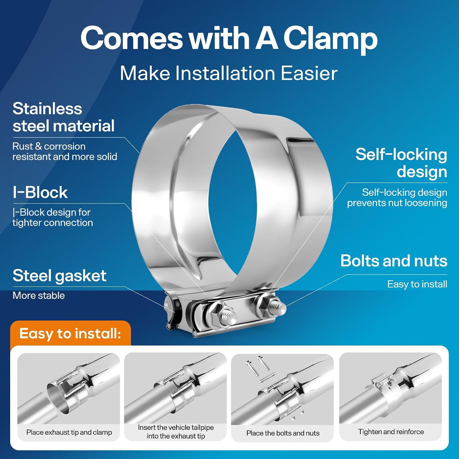 Detalle de Drynochet 5-7" Universal Exhaust Elbow Pipe with Clamp Chrome Finish