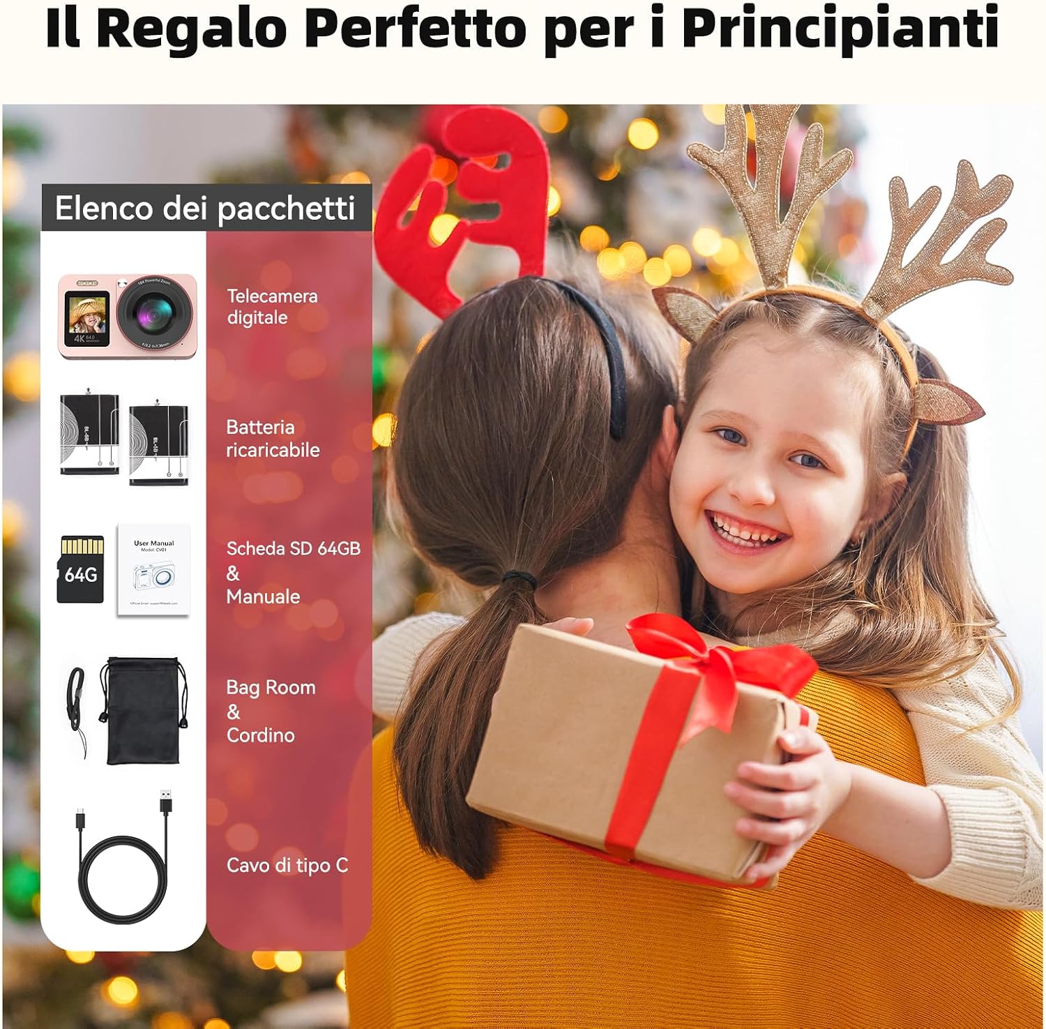 Thumbnail 6 de Macchina Fotografica Digitale 4K 64MP con 18x Zoom e doppio display – Rosa