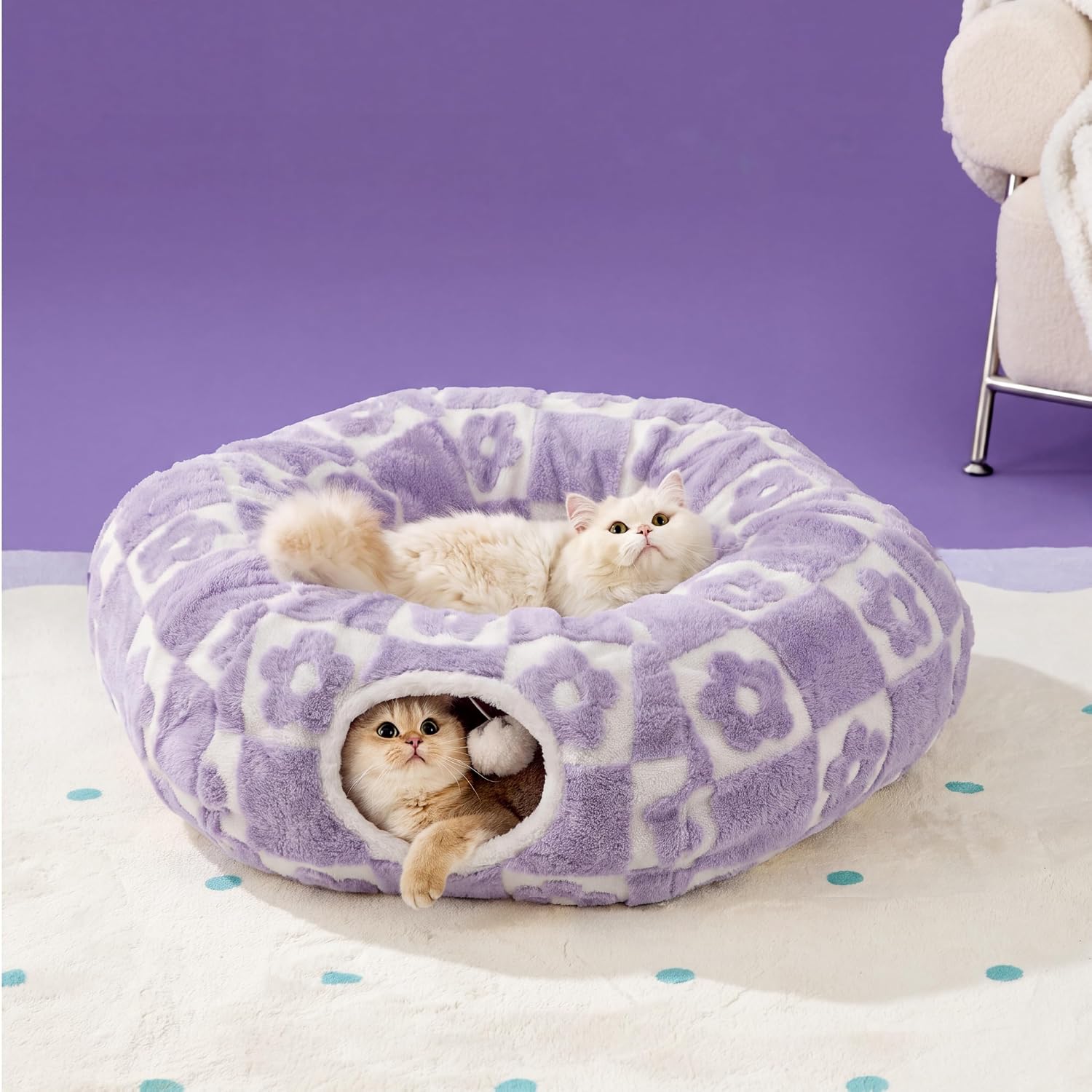 Thumbnail 5 de LE SURE LB6T9A2UST00 2-in-1 Cat Tunnel Bed, 33.5-In. Round Design