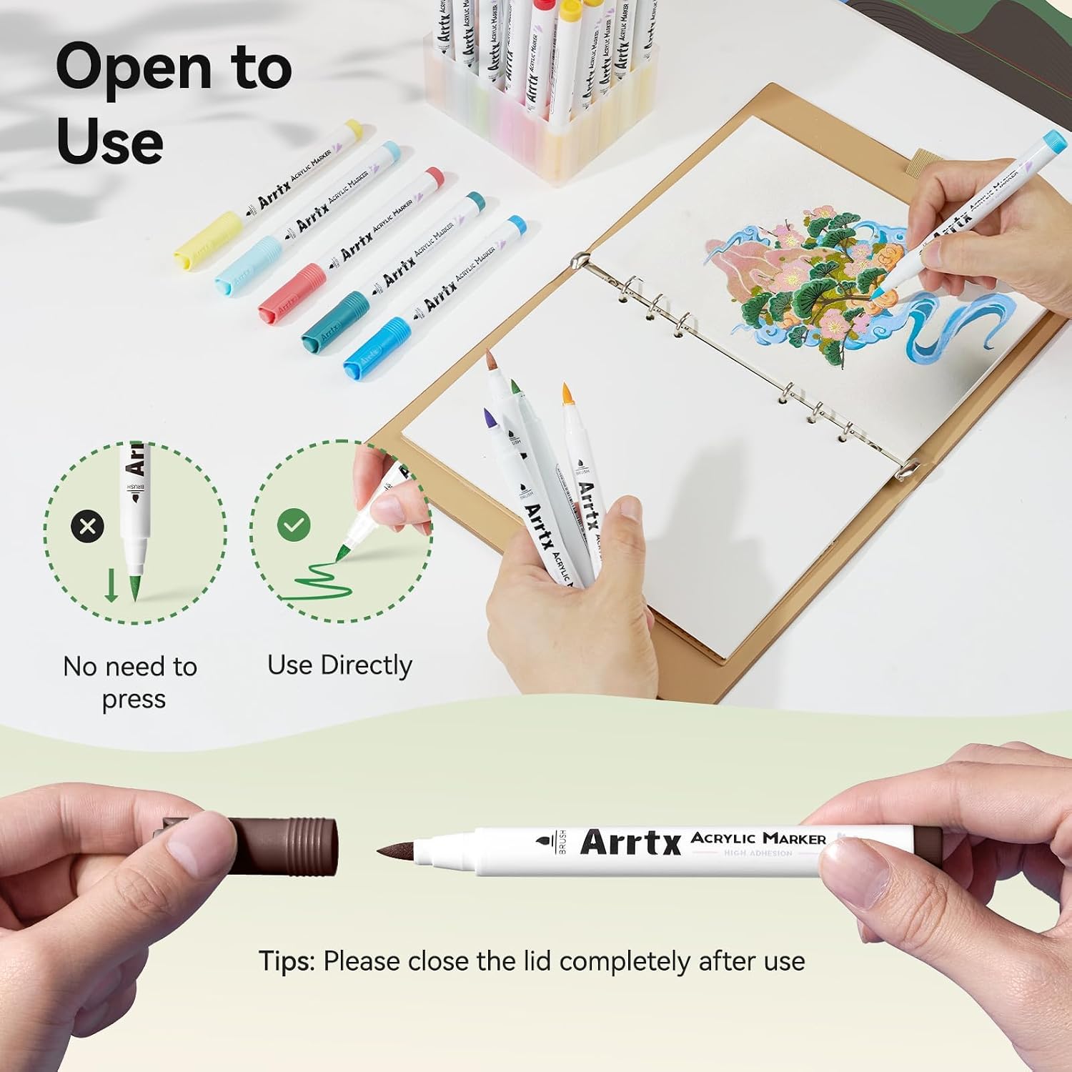 Detalle 2 de Arrtx 90 Acrylic Paint Markers